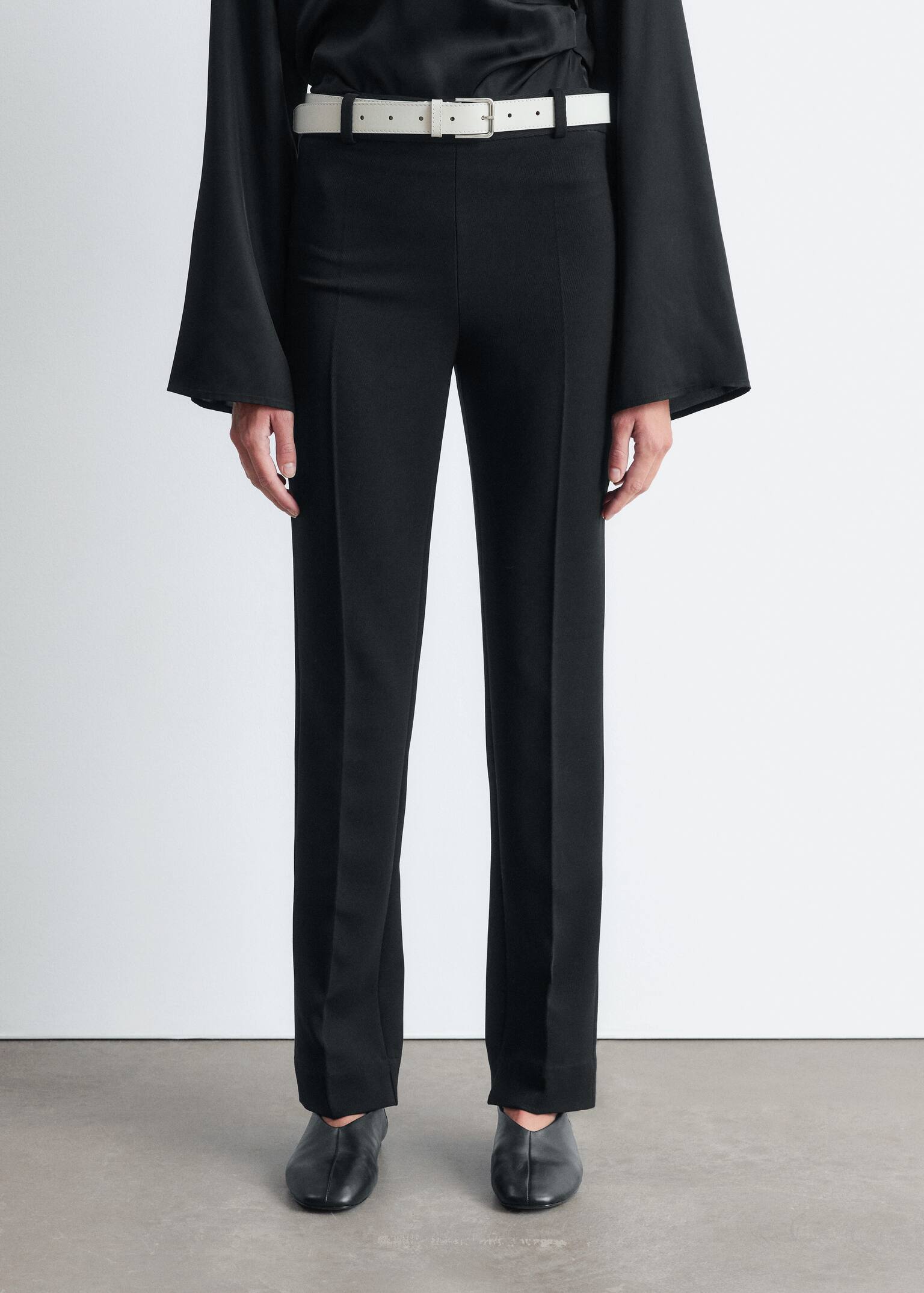 Hose mit Bügelfalten und schmalem Bein - Schwarz/Khaki-Braun - 3