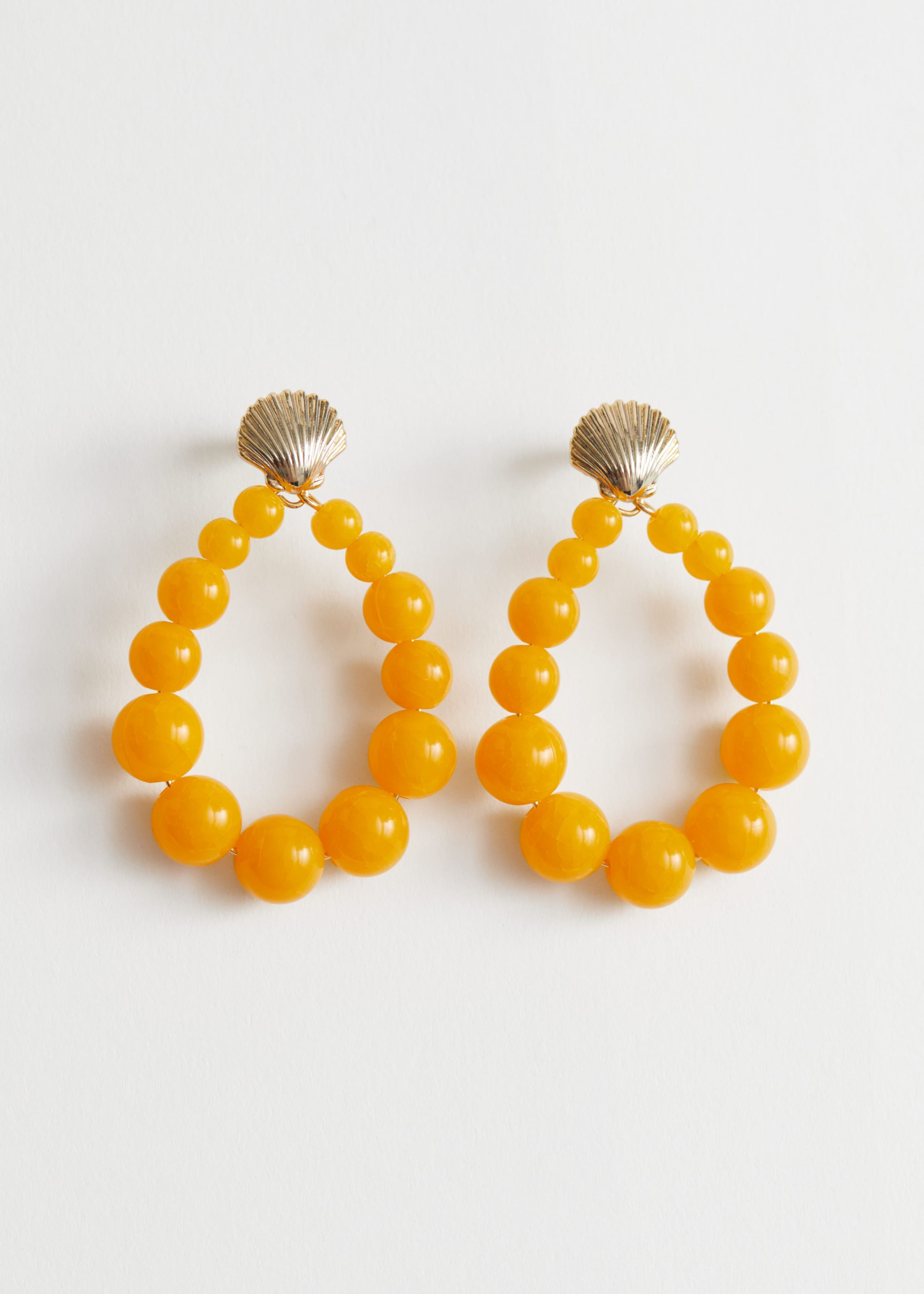 Multi Pearl Pendant Earrings - Orange - Natura morta