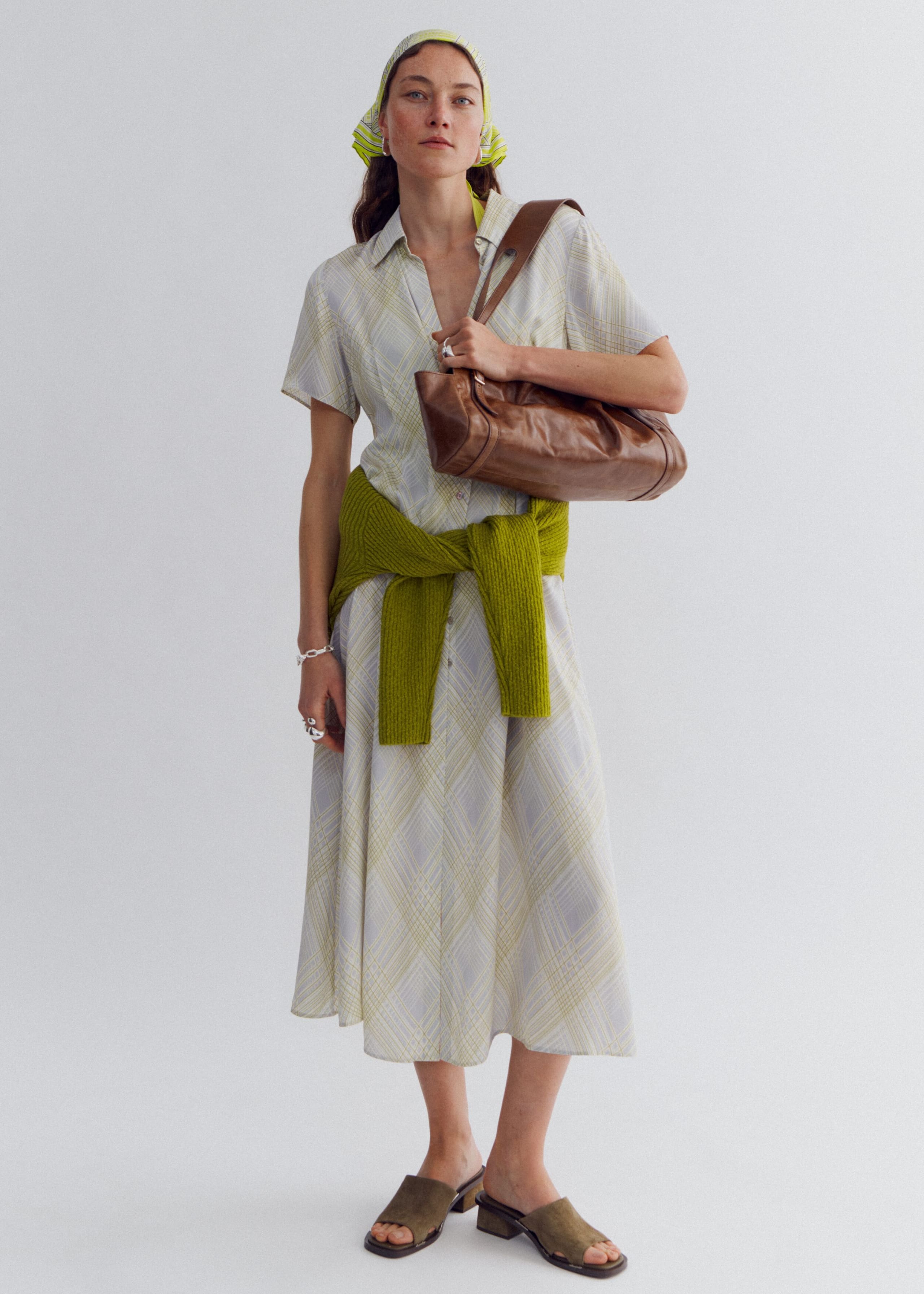 Image of Pleated Waist Shirt Dress