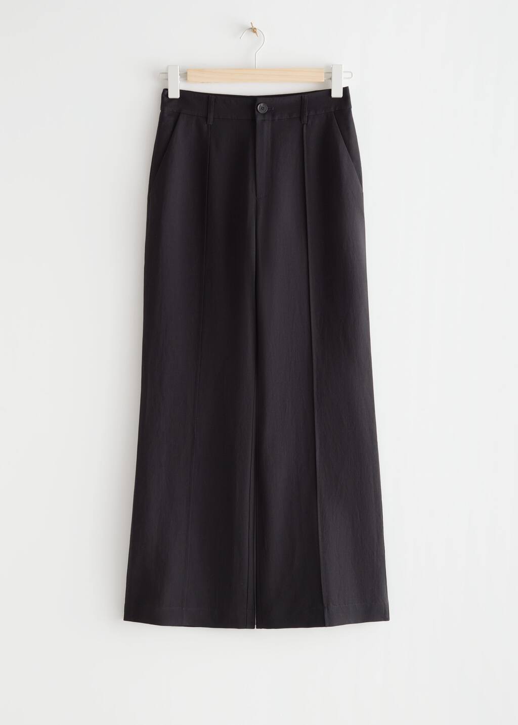 Flared Linen Trousers - Black - Bodegón