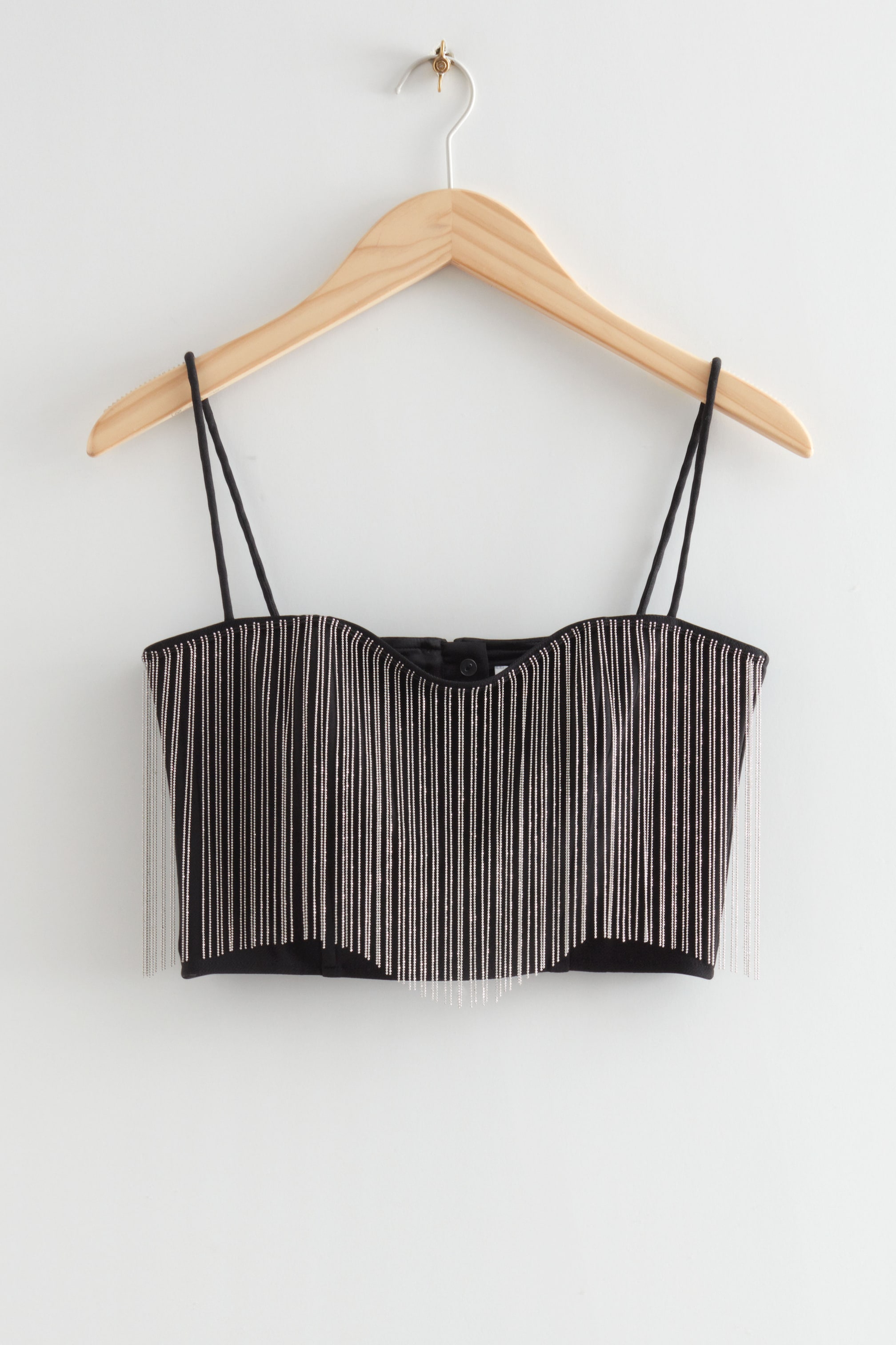 View larger image: Fitted Rhinestone Fringed Crop Top - Black sparkly - Ladies | H&M GB 1