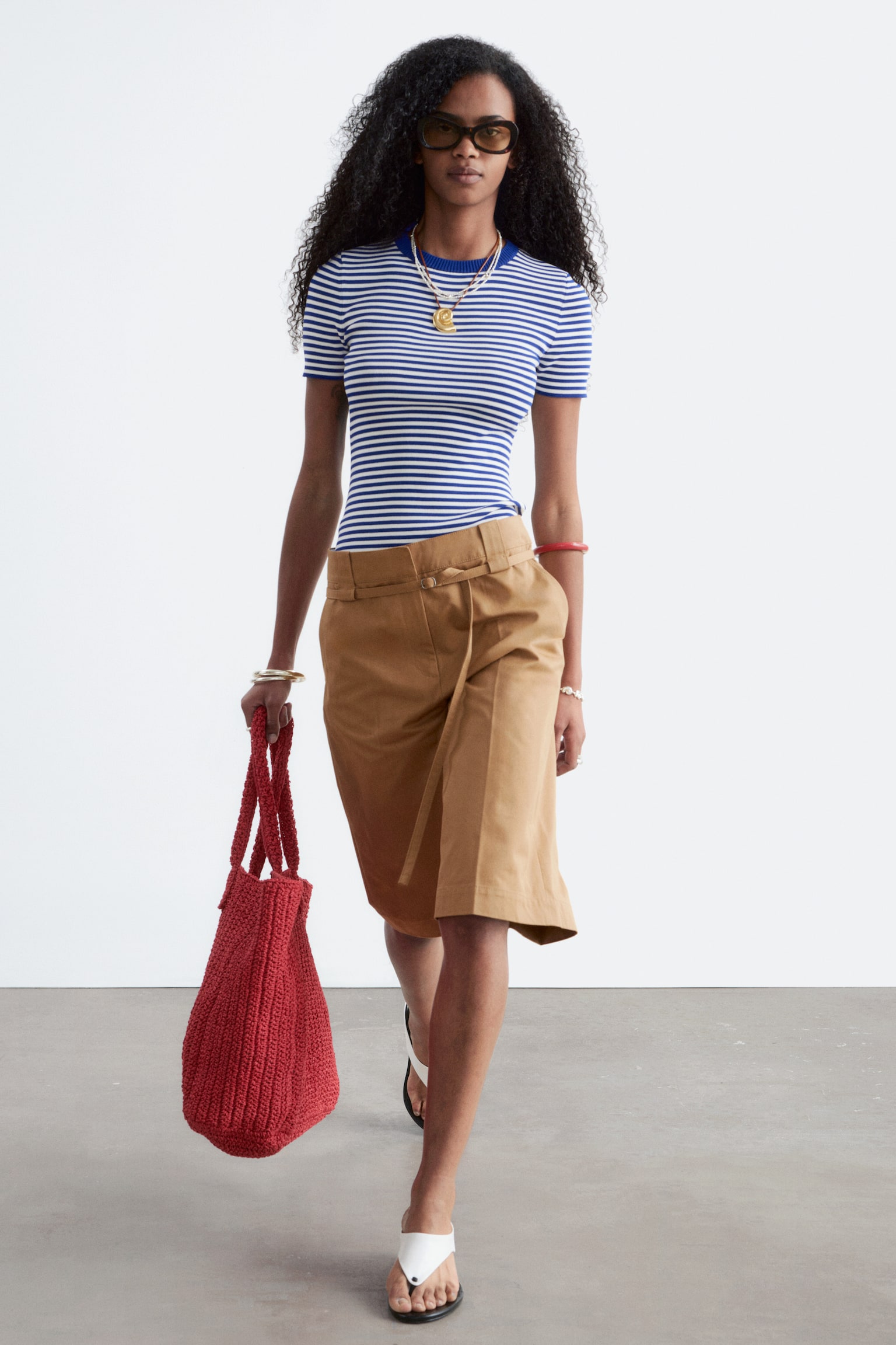 Belted Bermuda Shorts - Dark Beige - 1