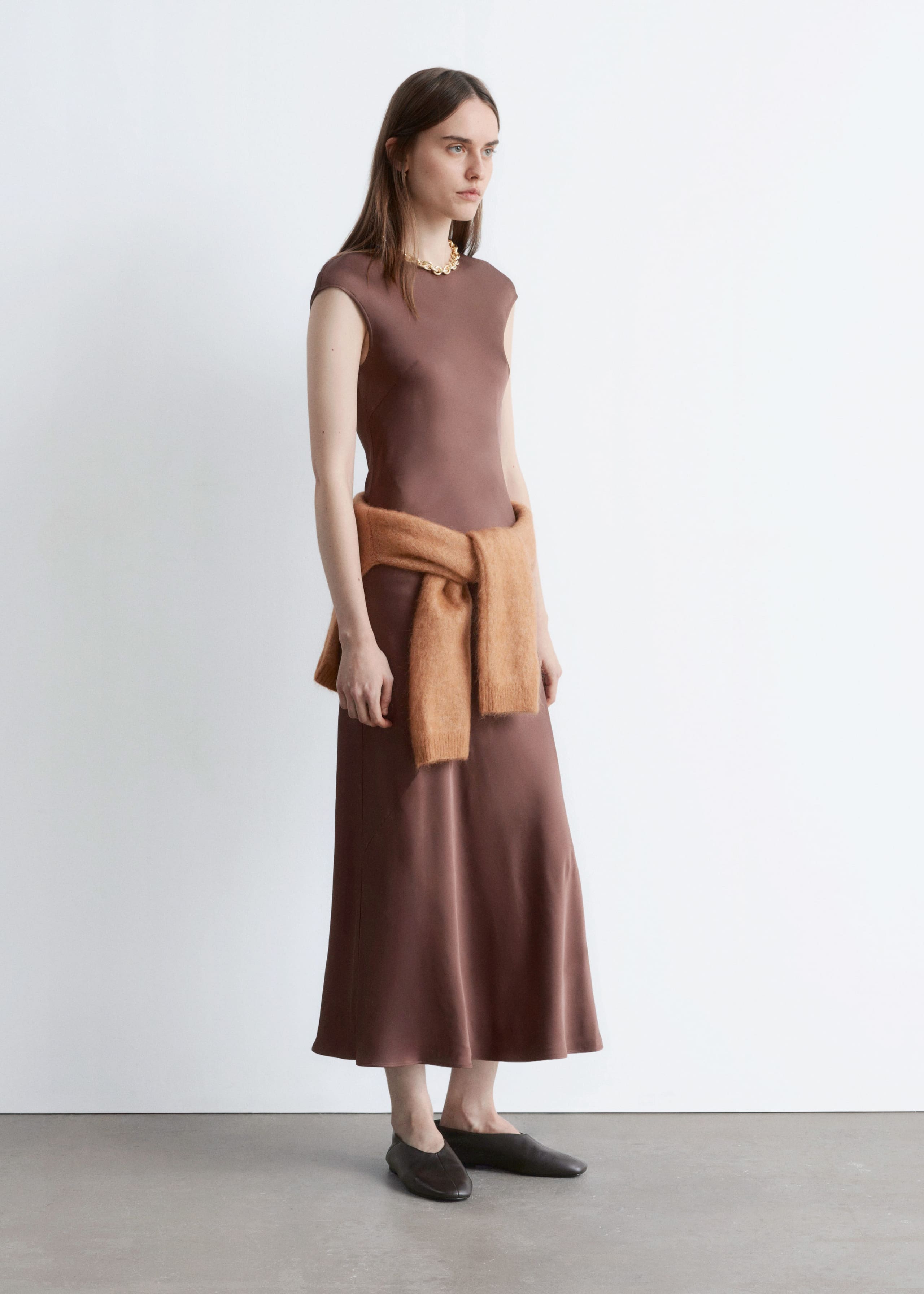 Image of Fitted Satin Maxi Dress