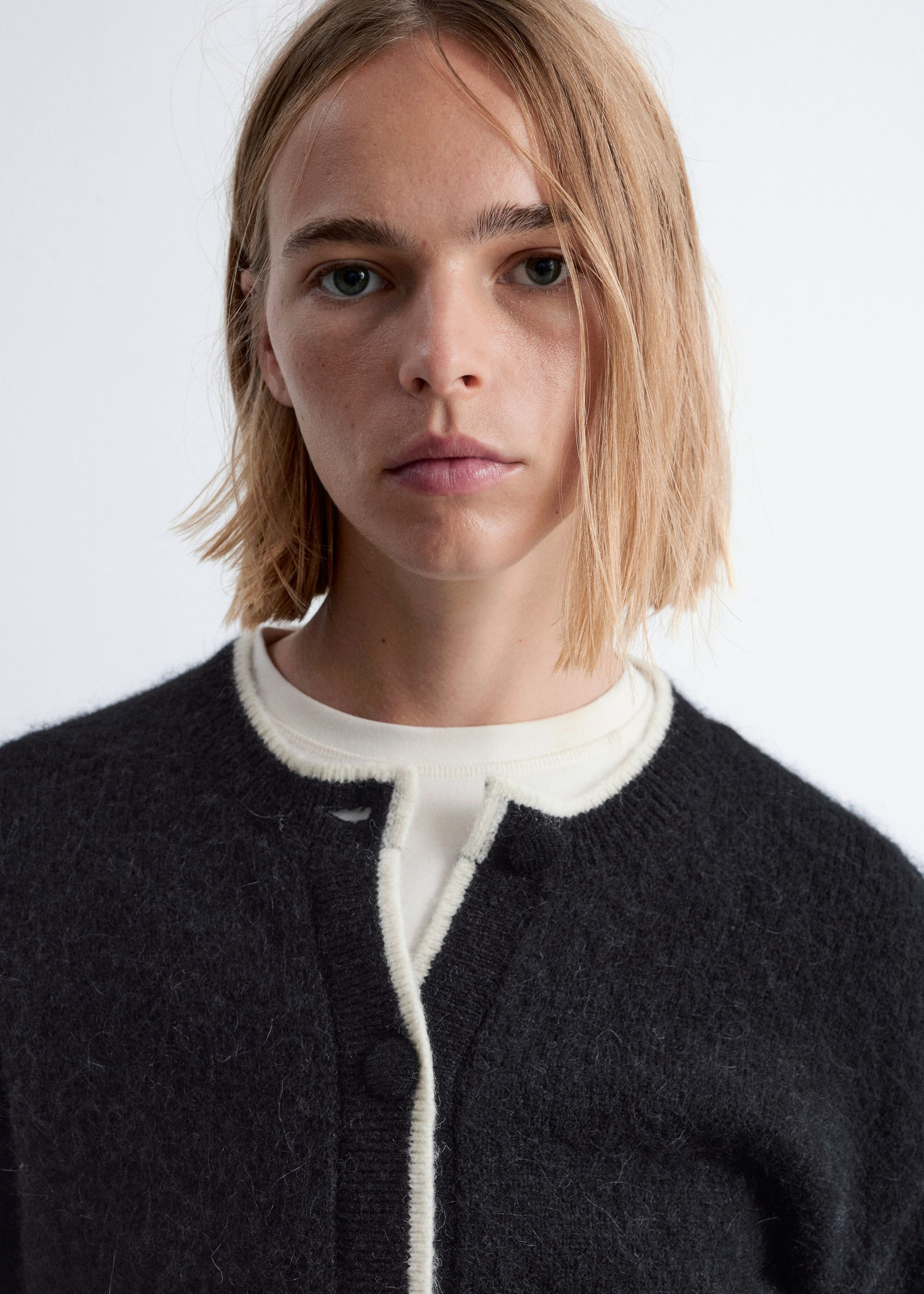 Image of Boxy Crew-Neck Cardigan