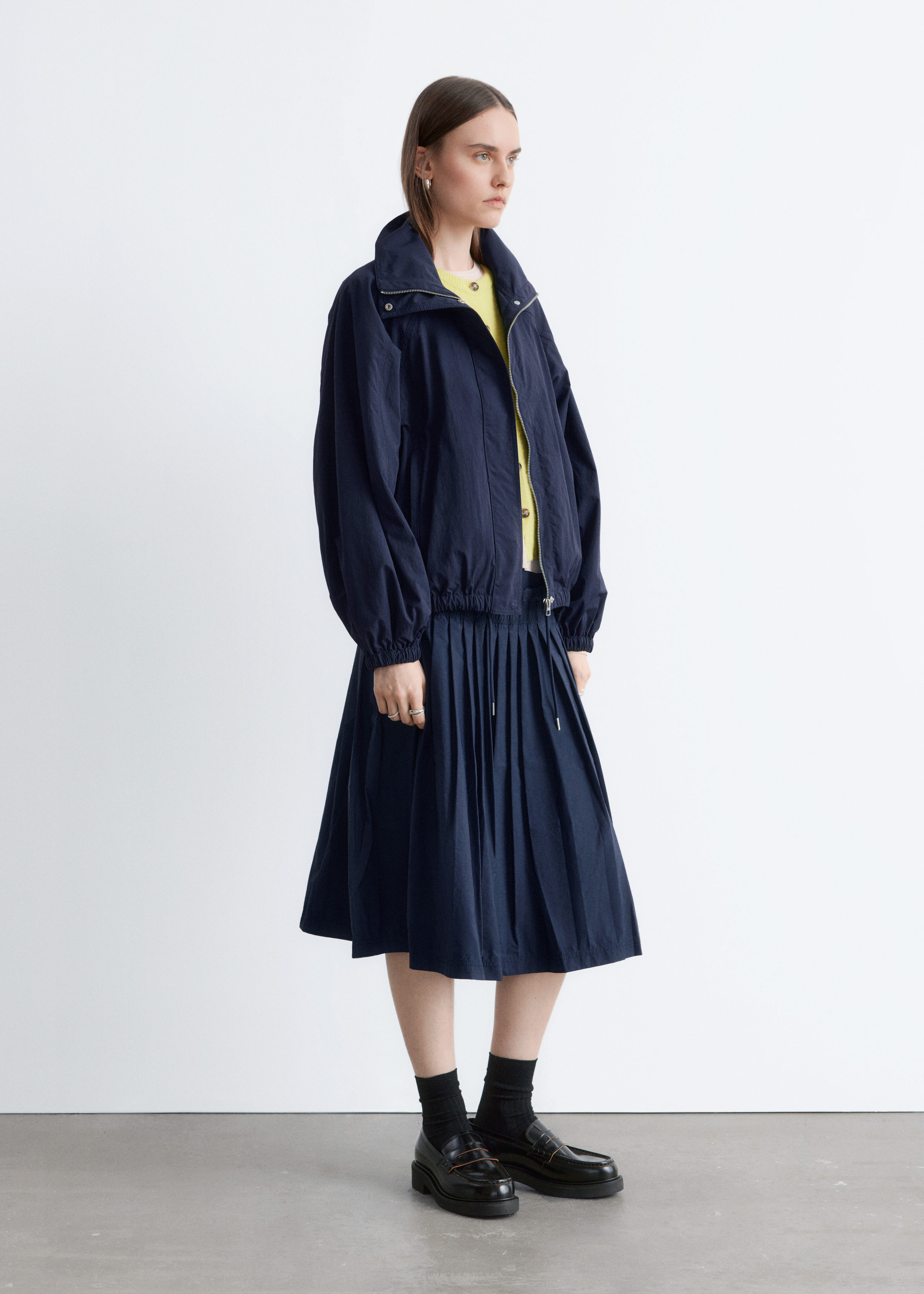 Stand-Collar Drawstring Jacket - Dark Blue - & Other Stories GG