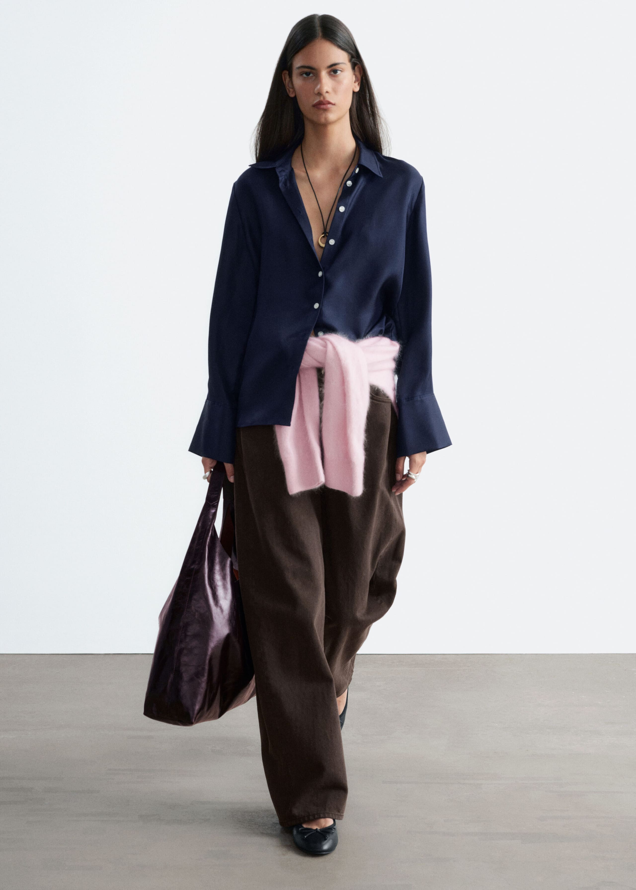Relaxed Silk Shirt - Dark Blue - Still Life