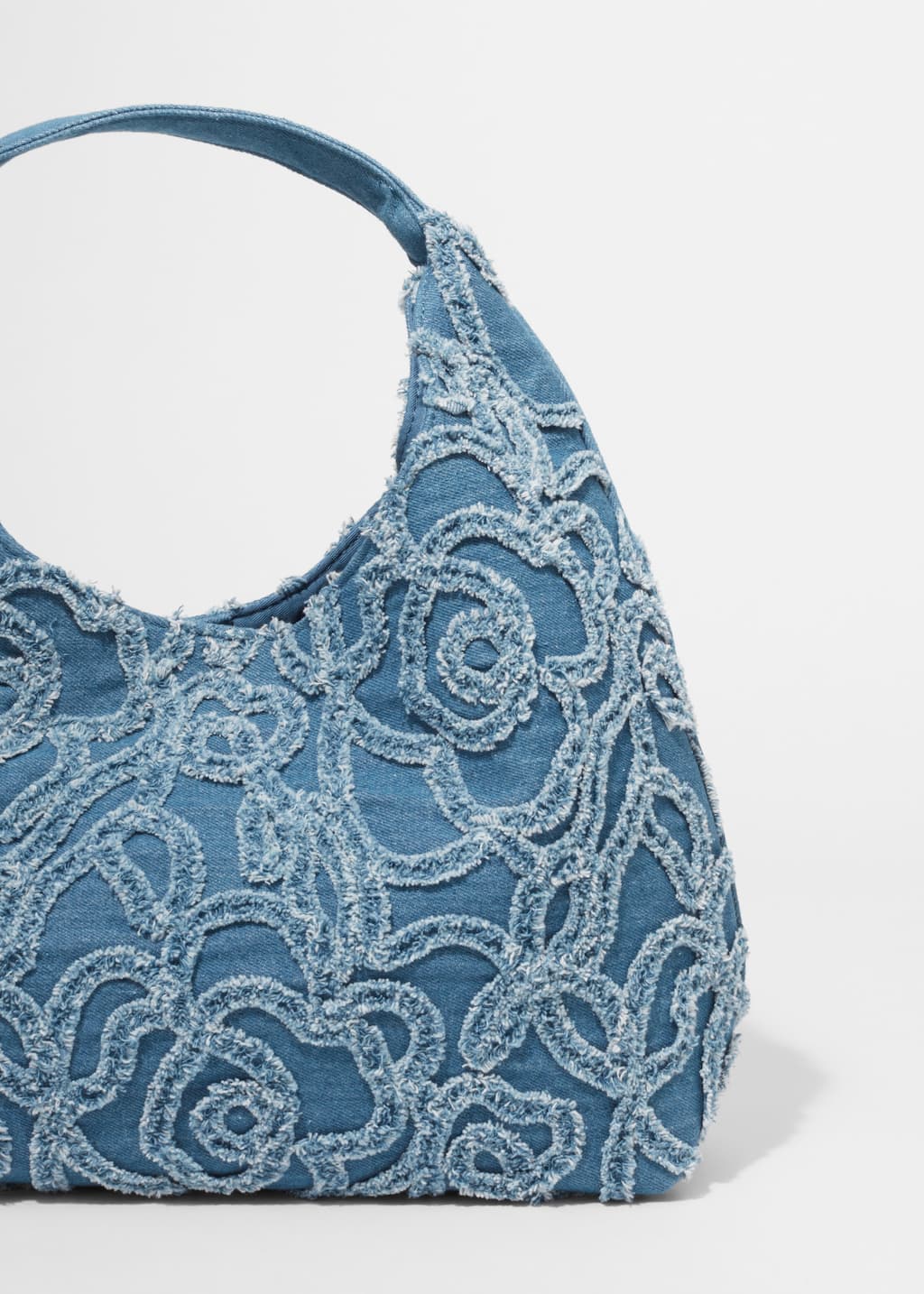 Small Appliquéd Denim Tote Bag - {{variantName}} - Descriptive Detail