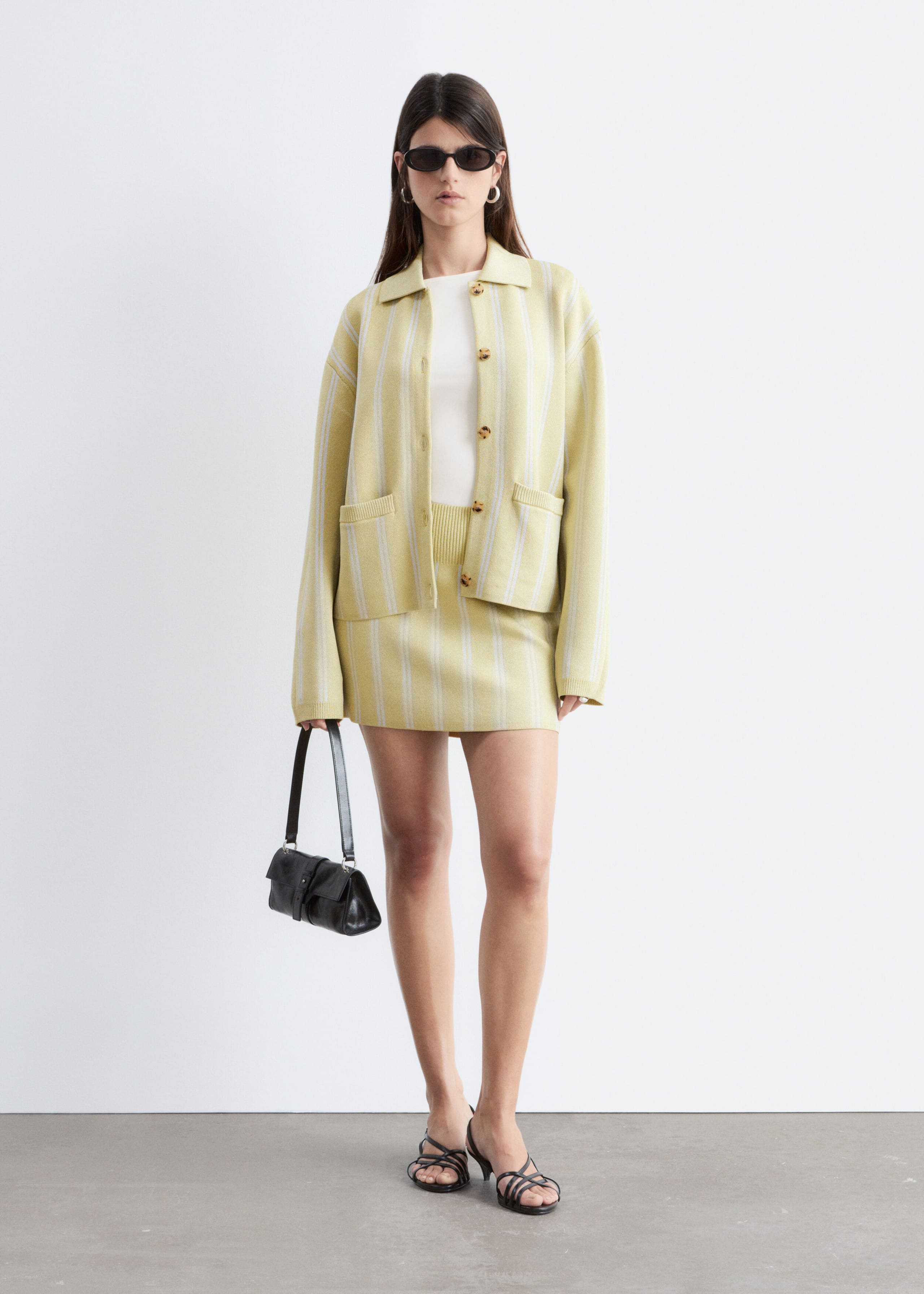 Image of Oversized Polo-Knit Cardigan