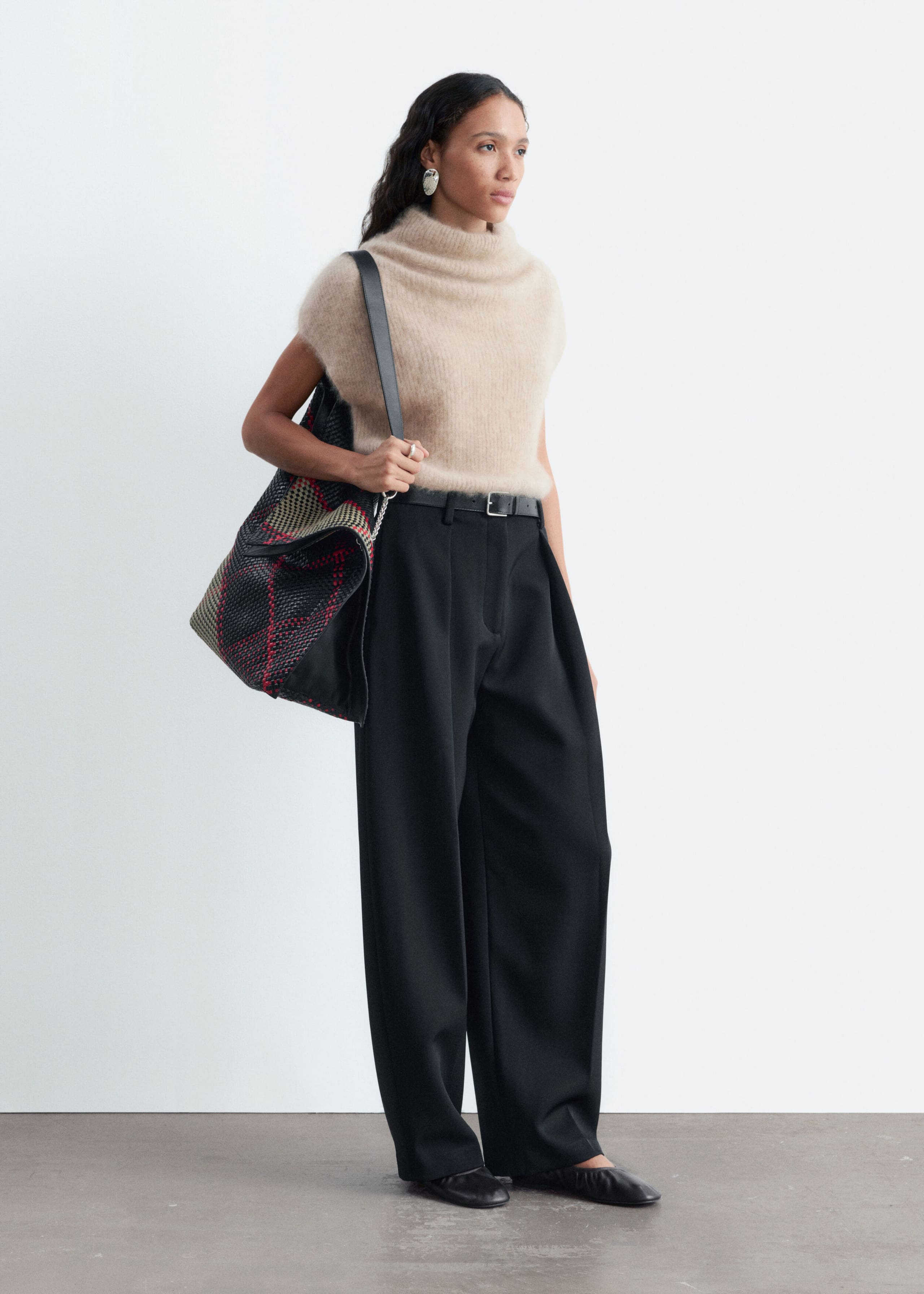Sculptural Pleat Trousers - Cream - Lookbook