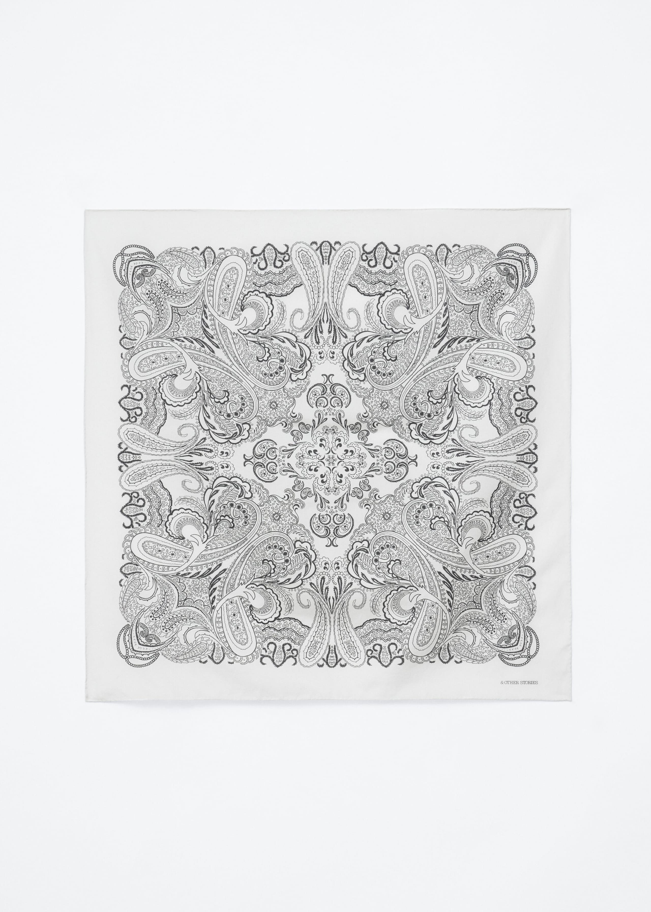 Cotton-Silk Scarf - White/Black/Paisley - Still Life