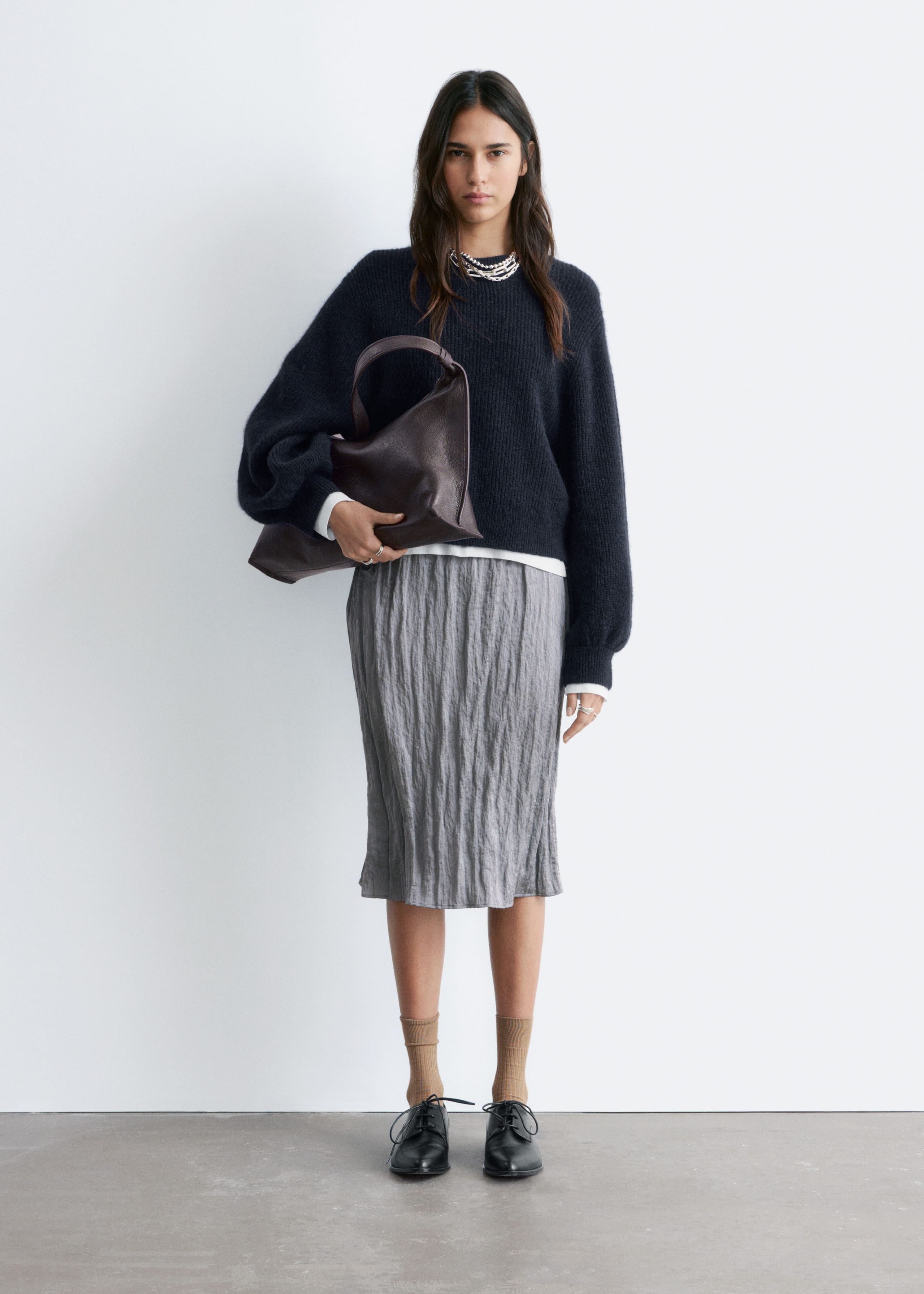 Image of Alpaca-Blend Balloon-Sleeve Jumper