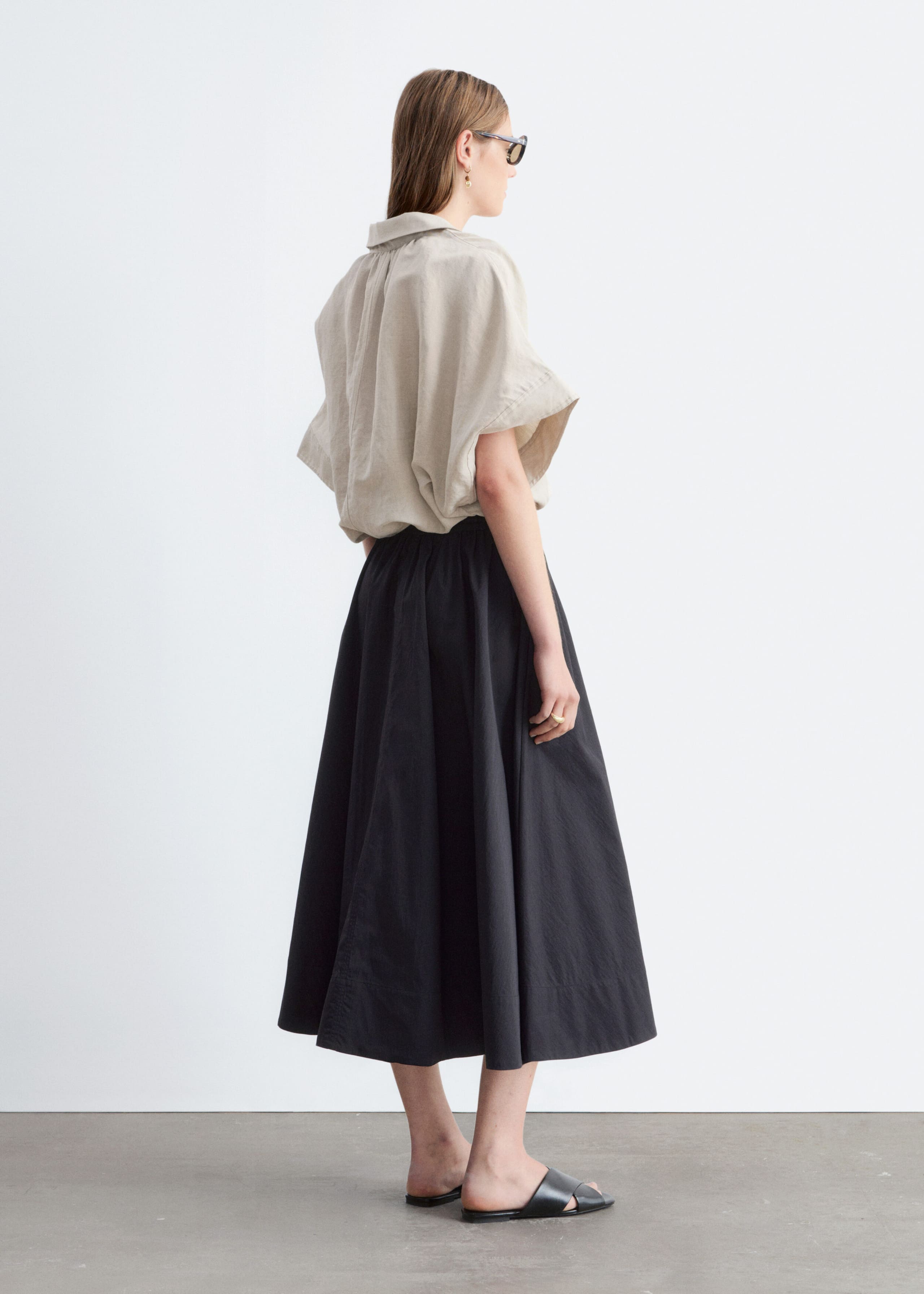 Drawstring Cropped Top - Beige - Lookbook