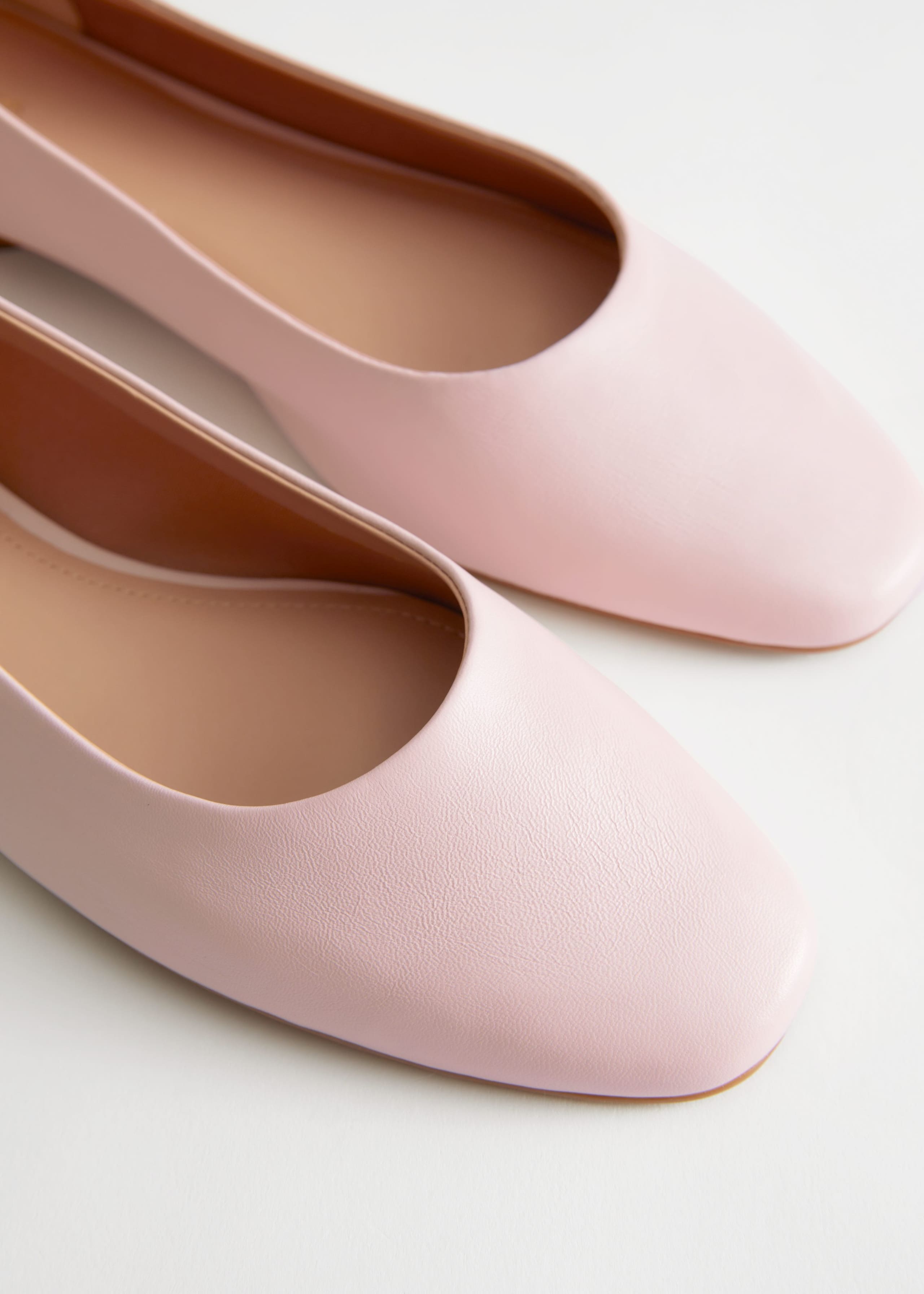 Image of Almond Toe Leather Ballerina Flats
