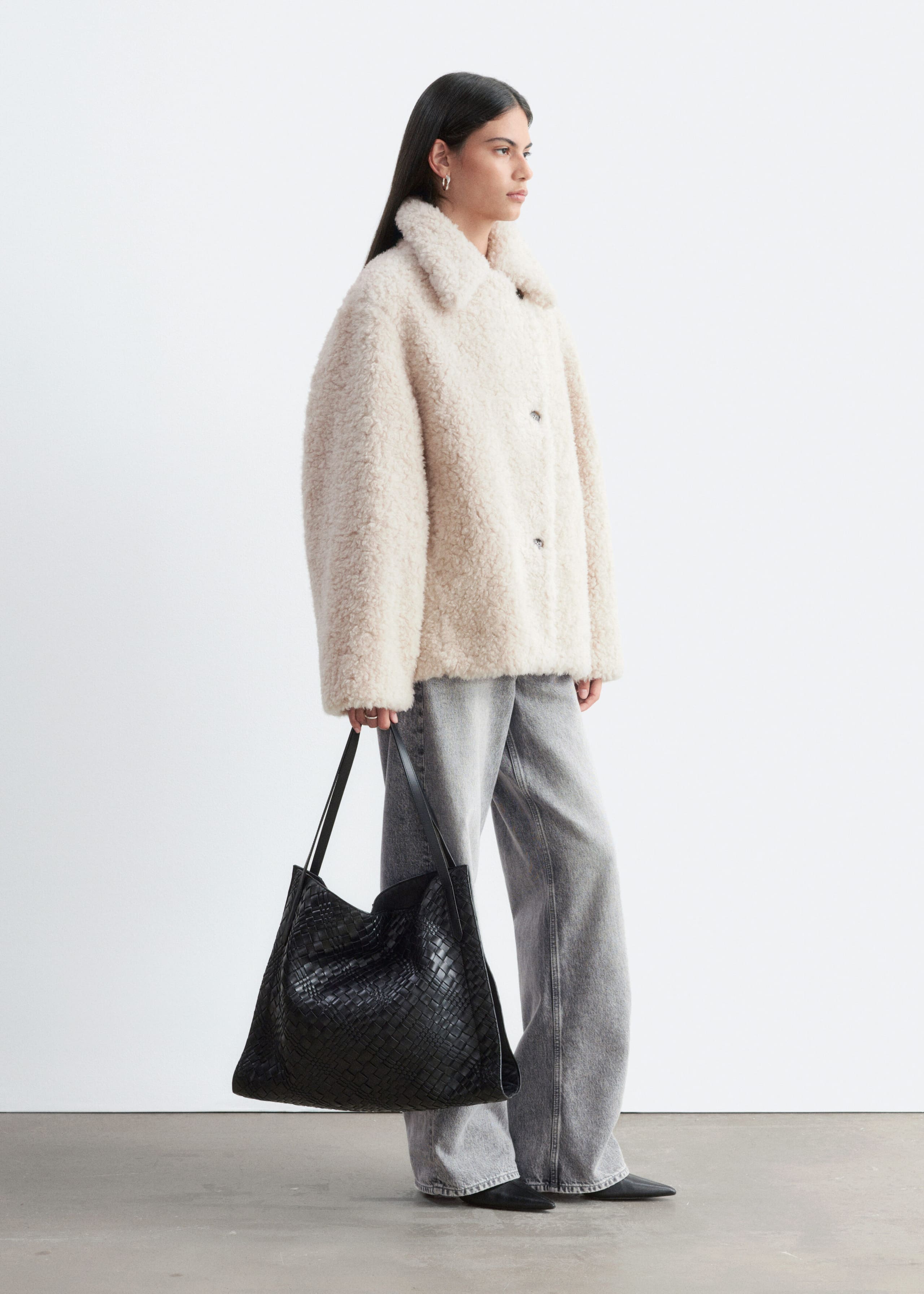 Wool-Blend Faux-Fur Jacket - Beige - Lookbook
