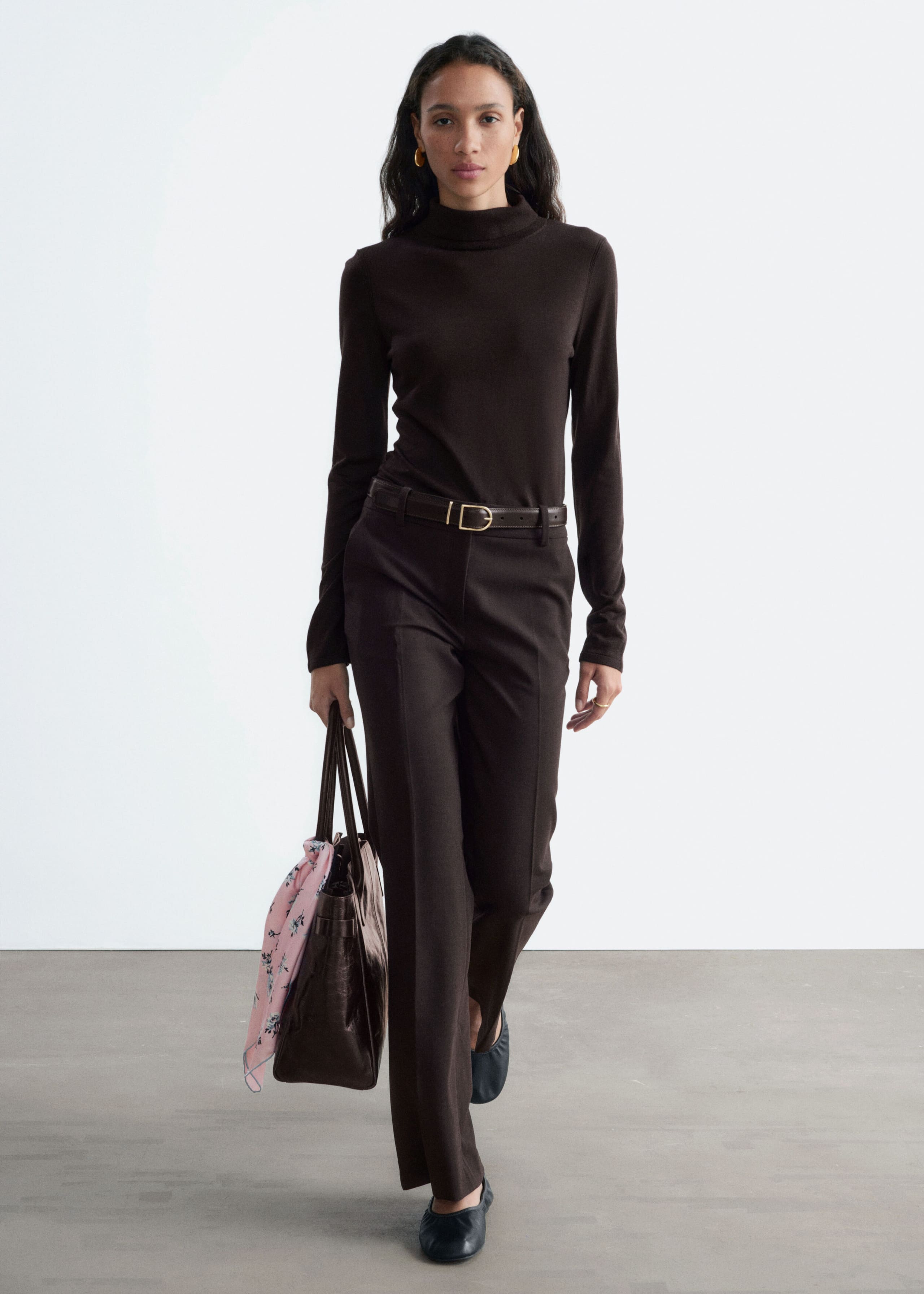 Flared Press-Crease Trousers - Dark Brown - Still Life