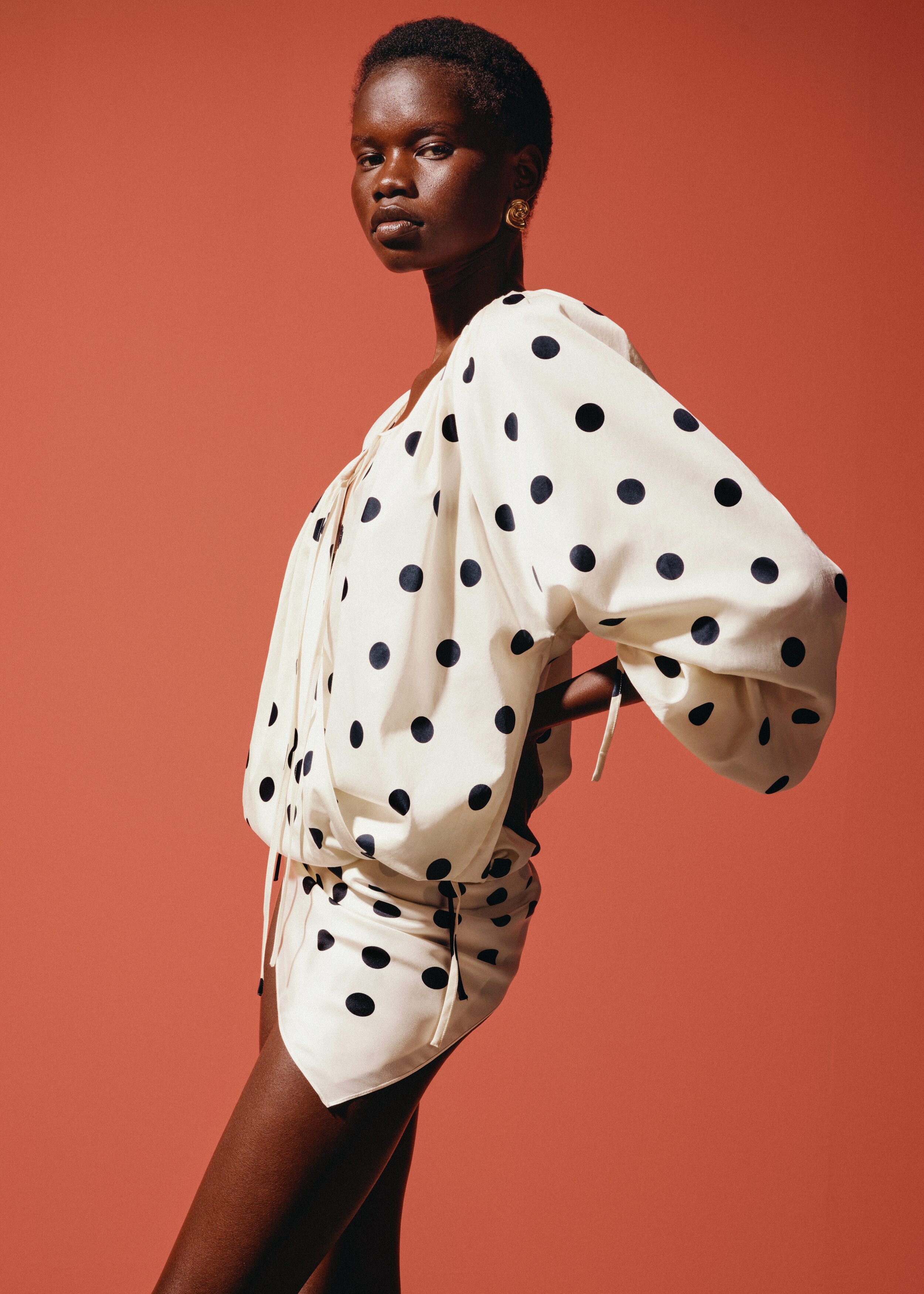 Wrap Cotton Blouse - White/Black Dots - & Other Stories US