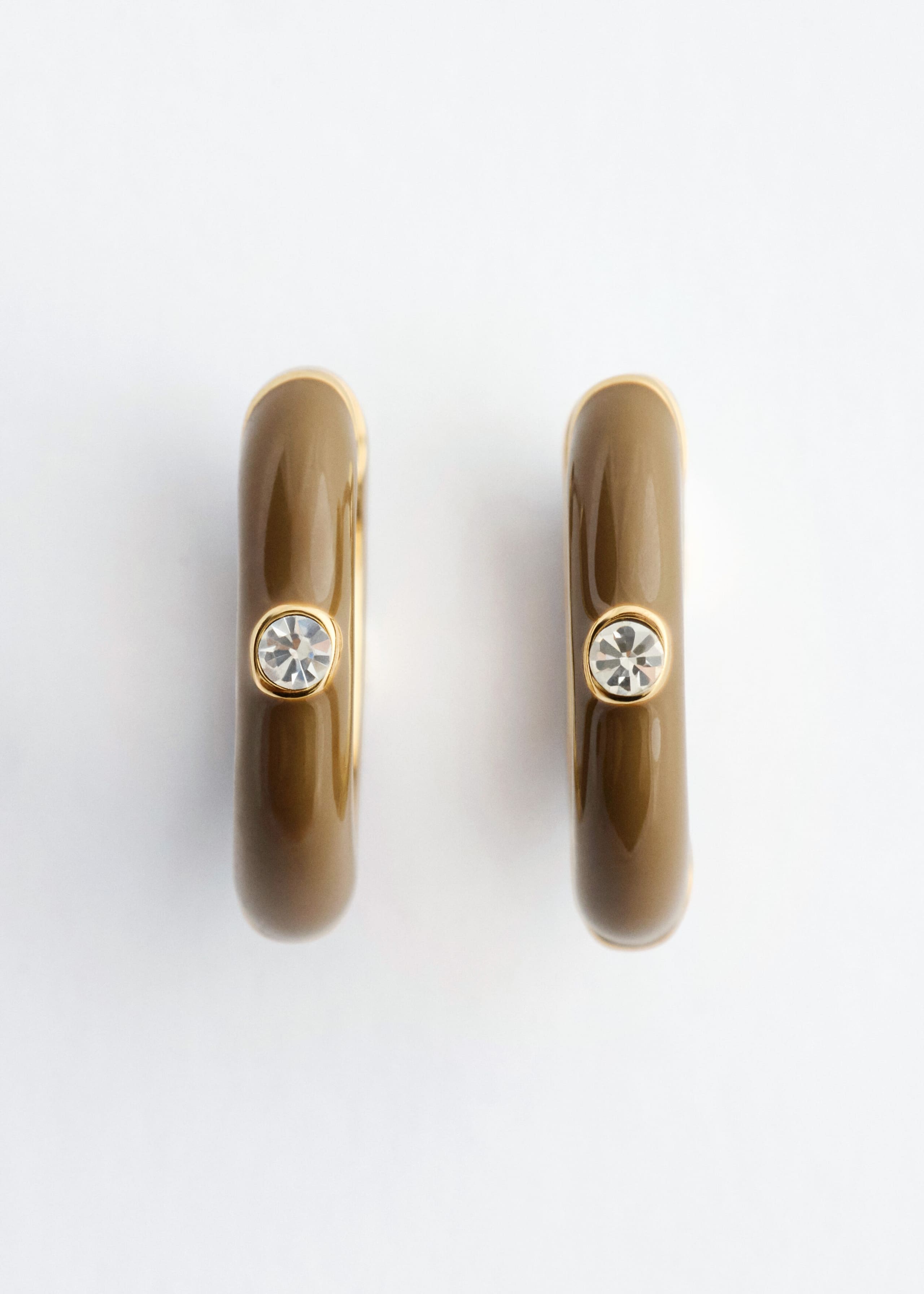Glass Detail Brass Hoop Earrings - {{variantName}} - Descriptive Detail