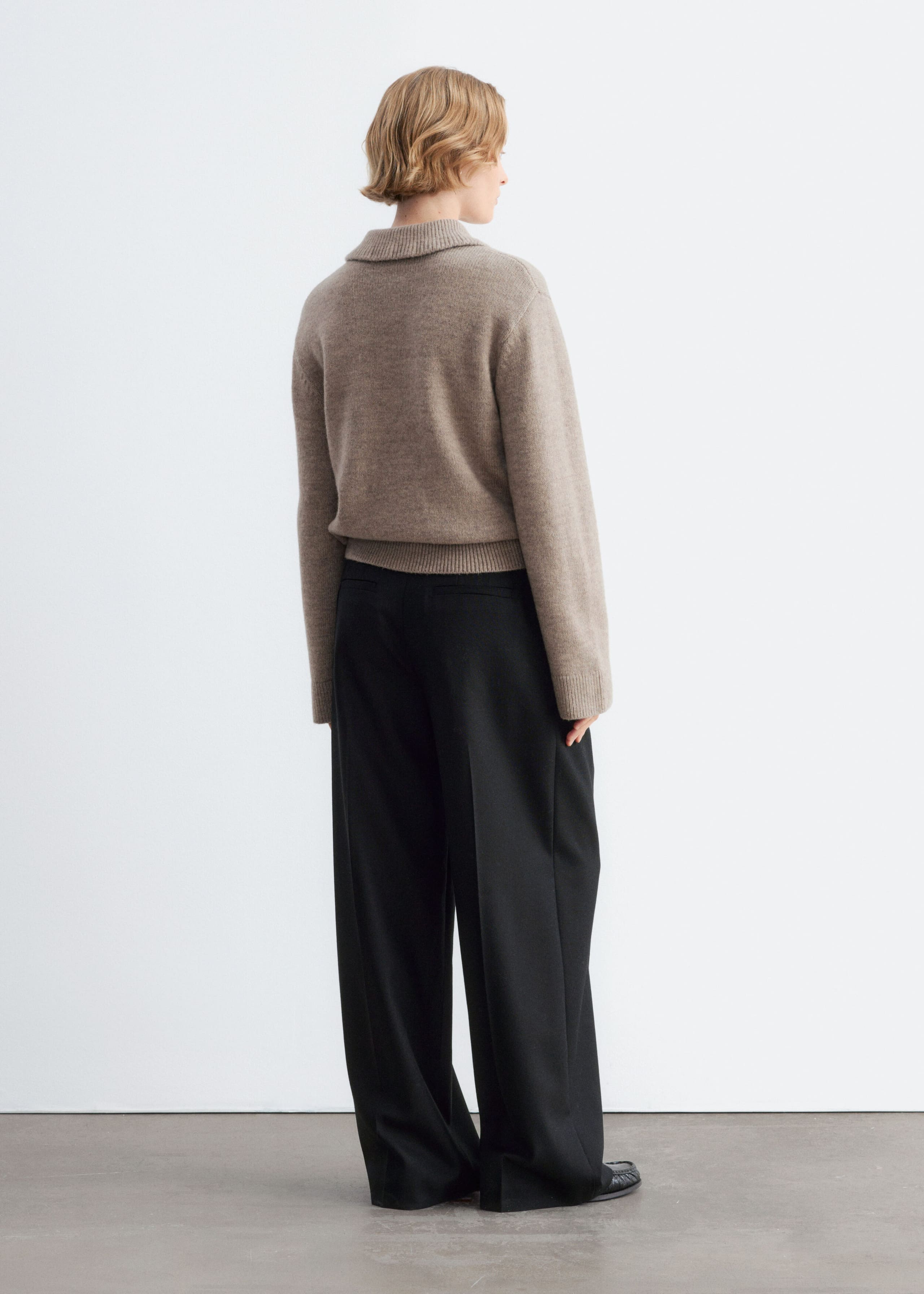 Ruffle-Collar Jumper - Beige - Lookbook
