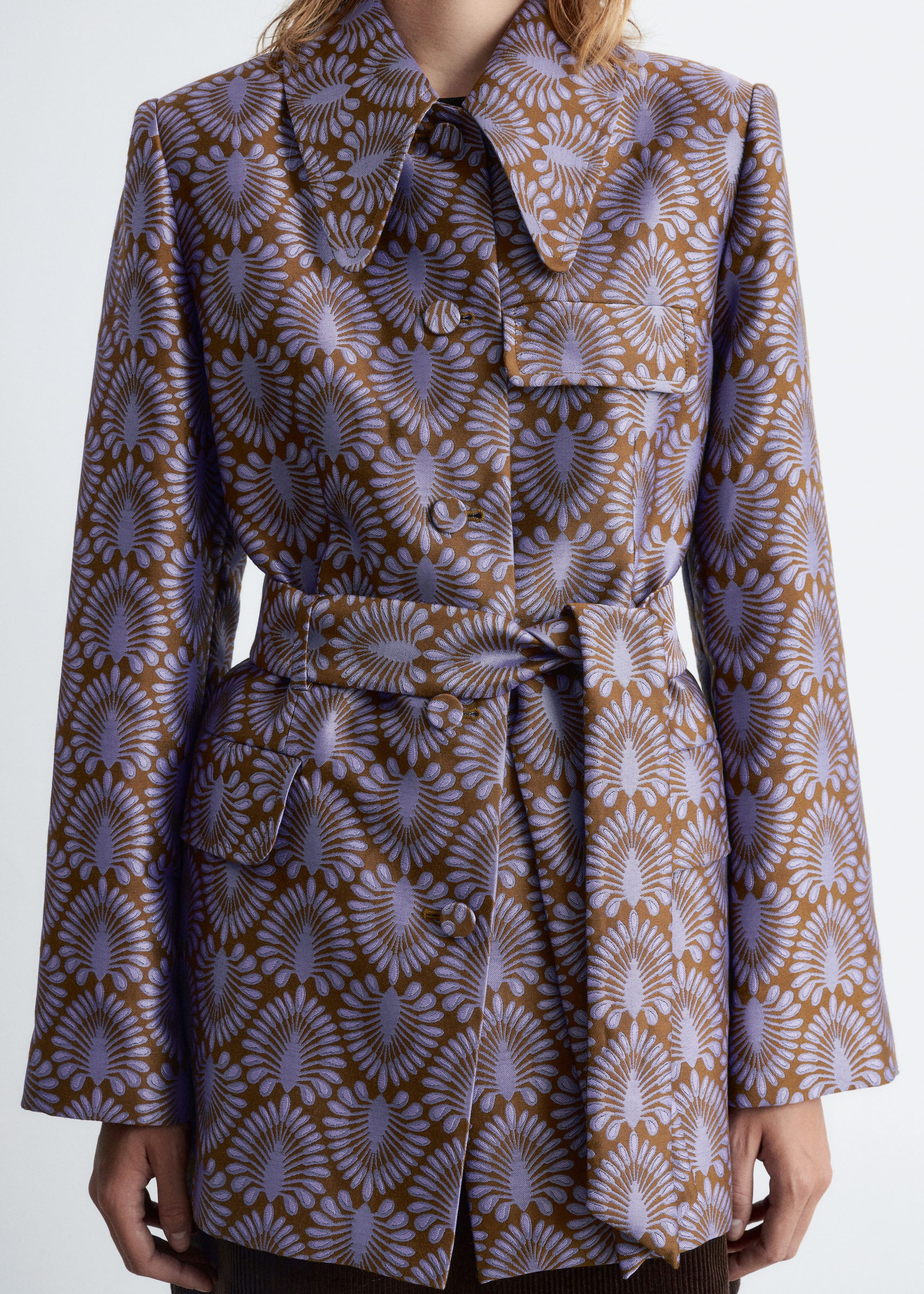 Image of Jacquard-Blazer mit Bindegürtel