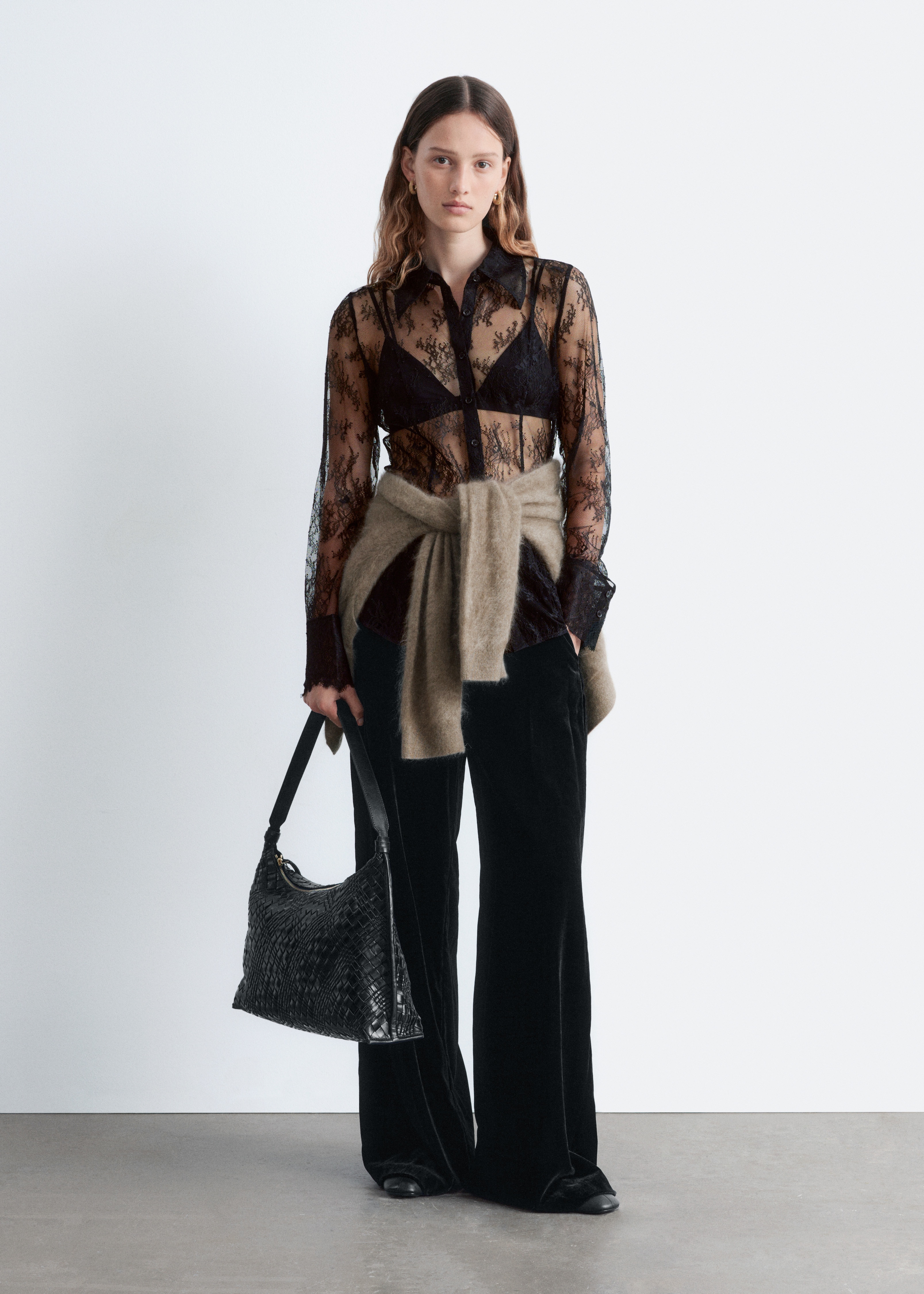 Tapered csipkés ing - Fekete