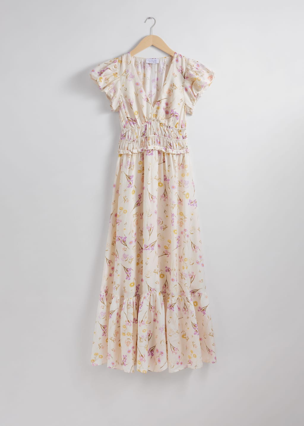 Maxivestido escalonado - Flores lilas/amarillas - Bodegón