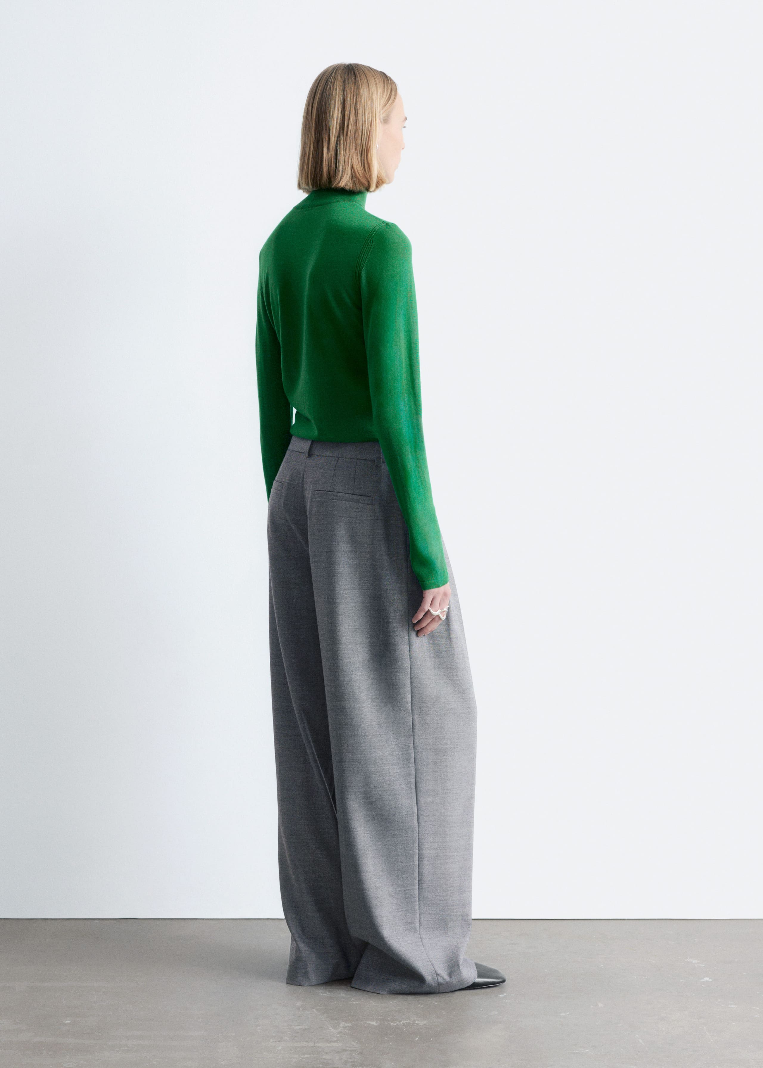 Wool-Blend Tailored Trousers - Grey Melange - Lookbook