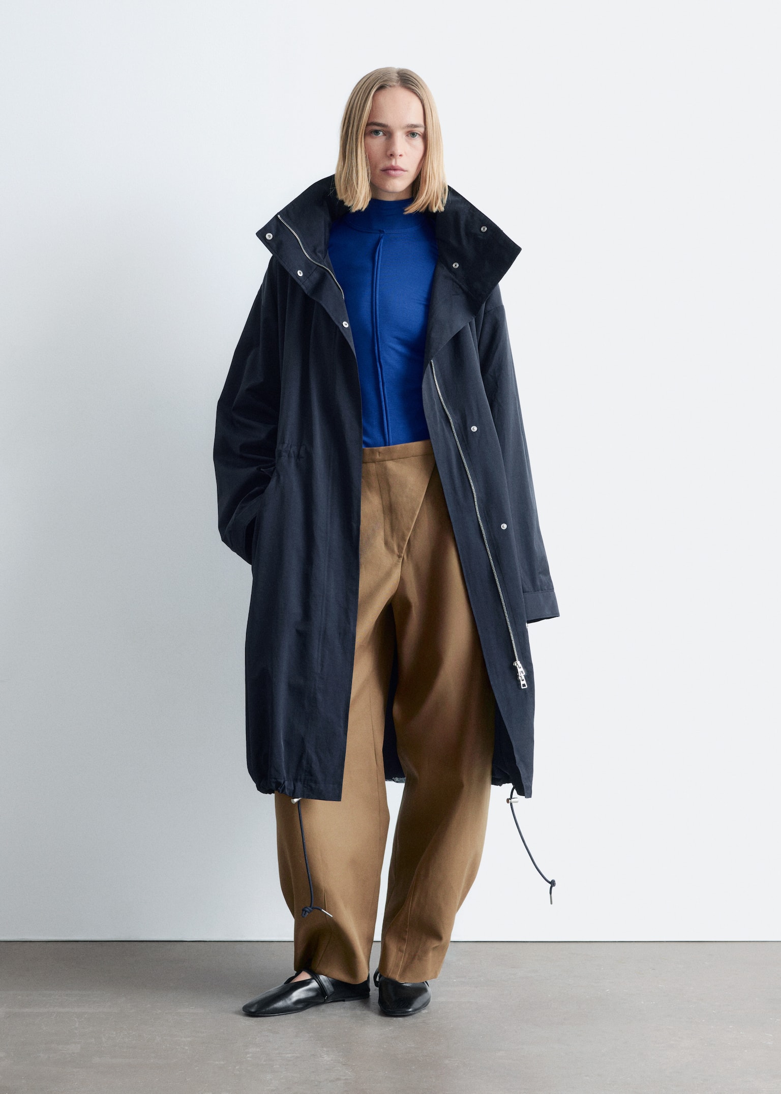 Parka à cordon de serrage - Bleu foncé - 1