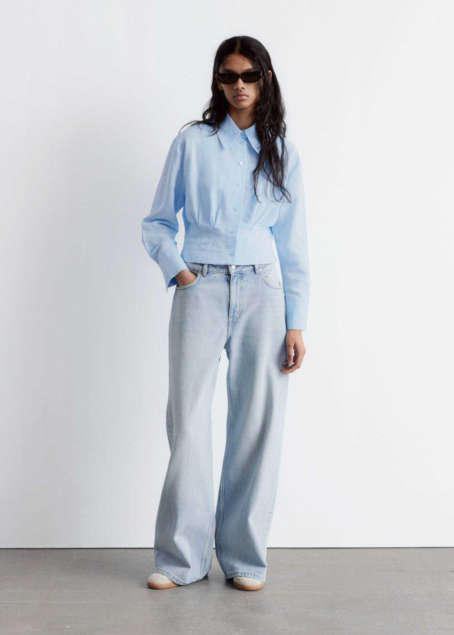 Camicia affusolata - Azzurro/Marrone scuro