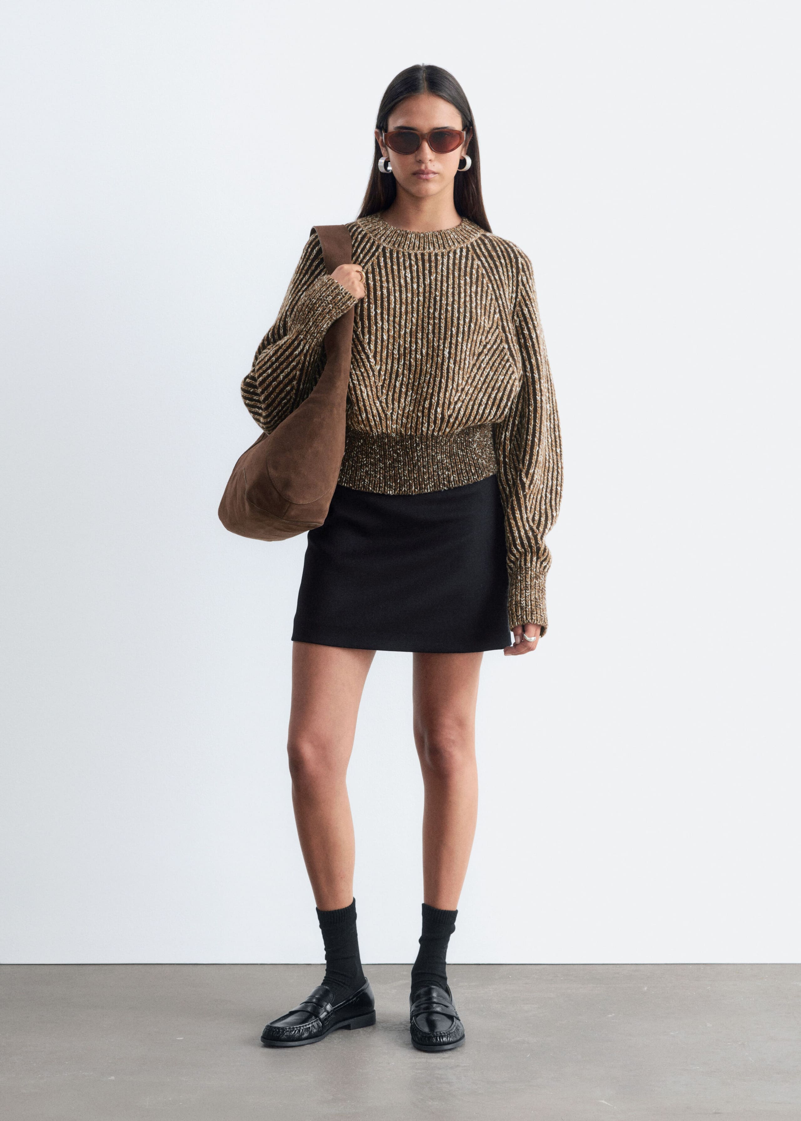 Wool-Cotton Jumper - Brown Melange - Still Life