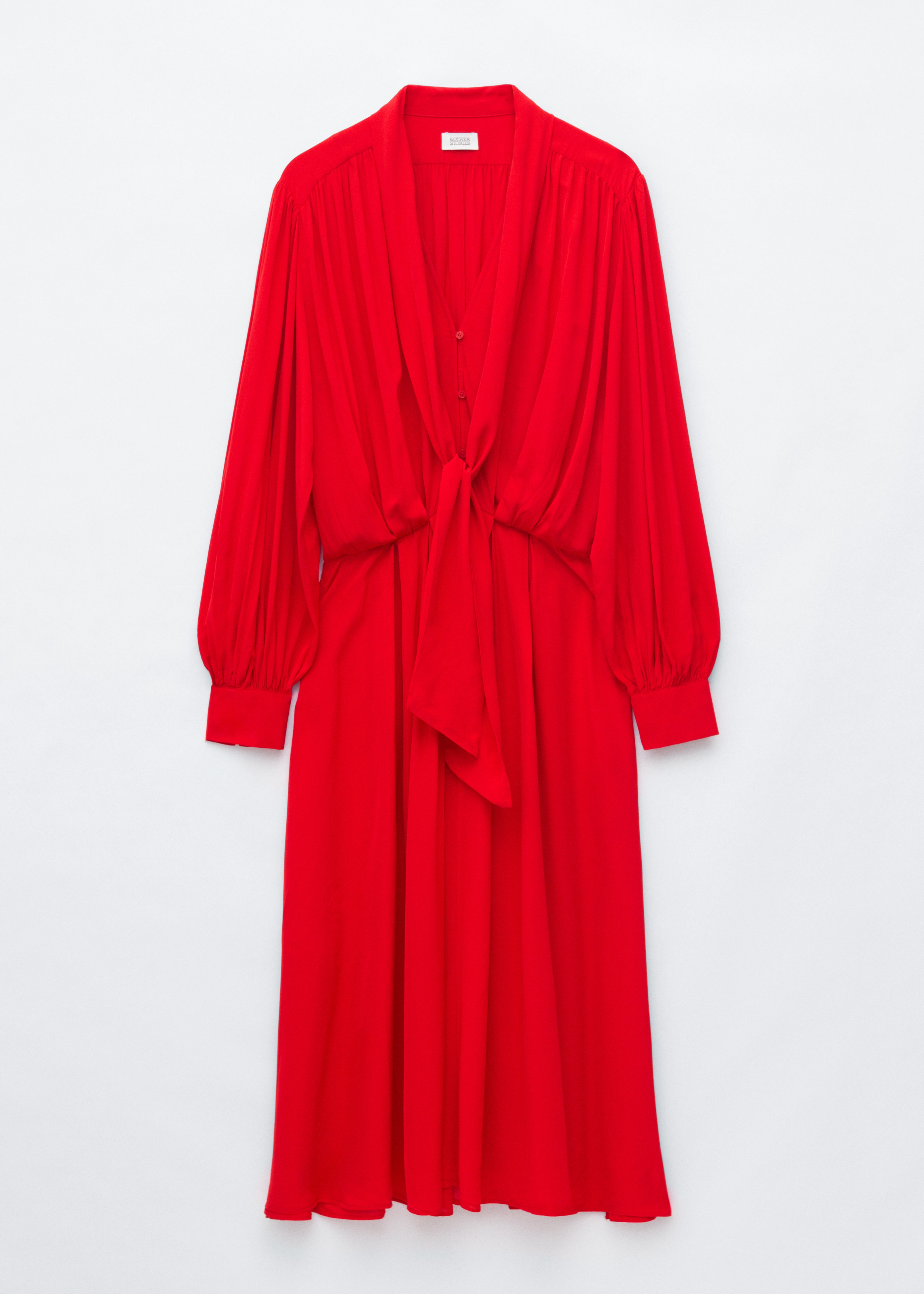 Robe midi avec liens à l’encolure - Rouge