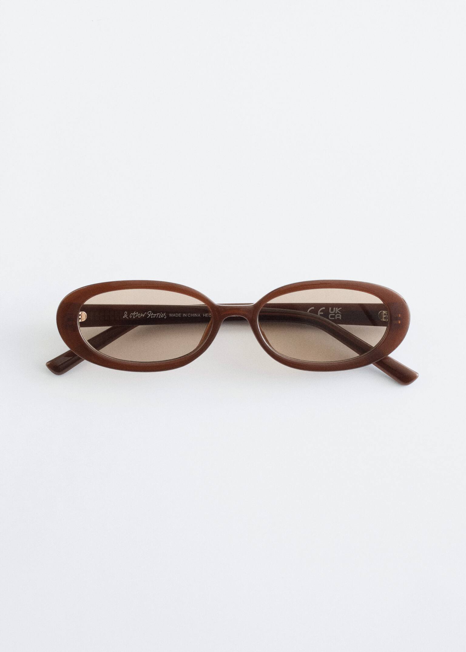 Slim Oval-Frame Sunglasses - Brown/Yellow