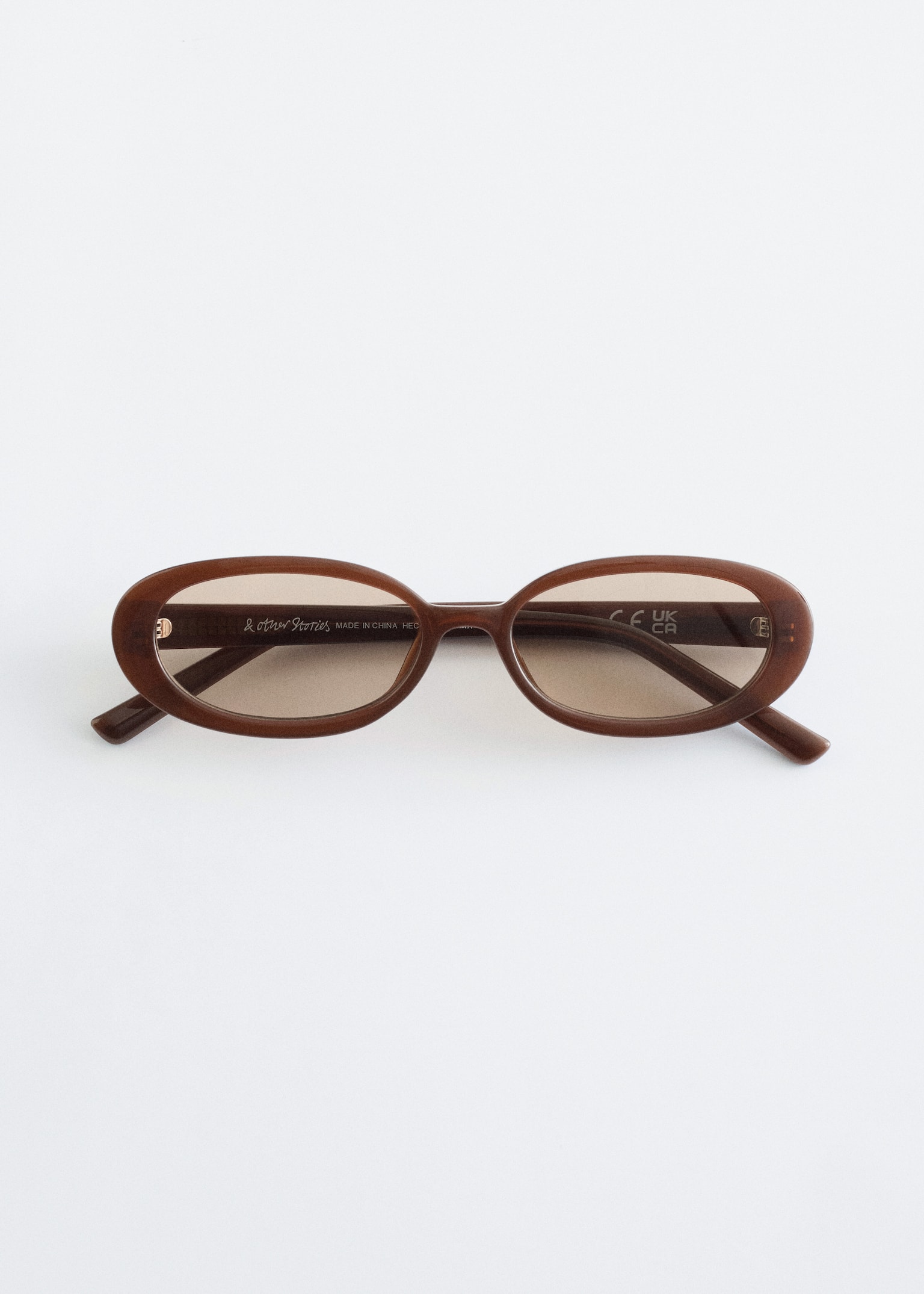 Slim Oval-Frame Sunglasses - Brown/Yellow