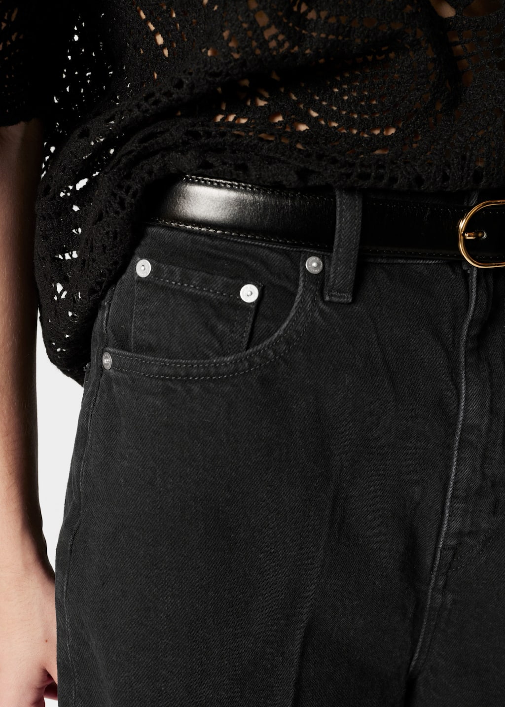 Image of Wide-Leg Denim Shorts
