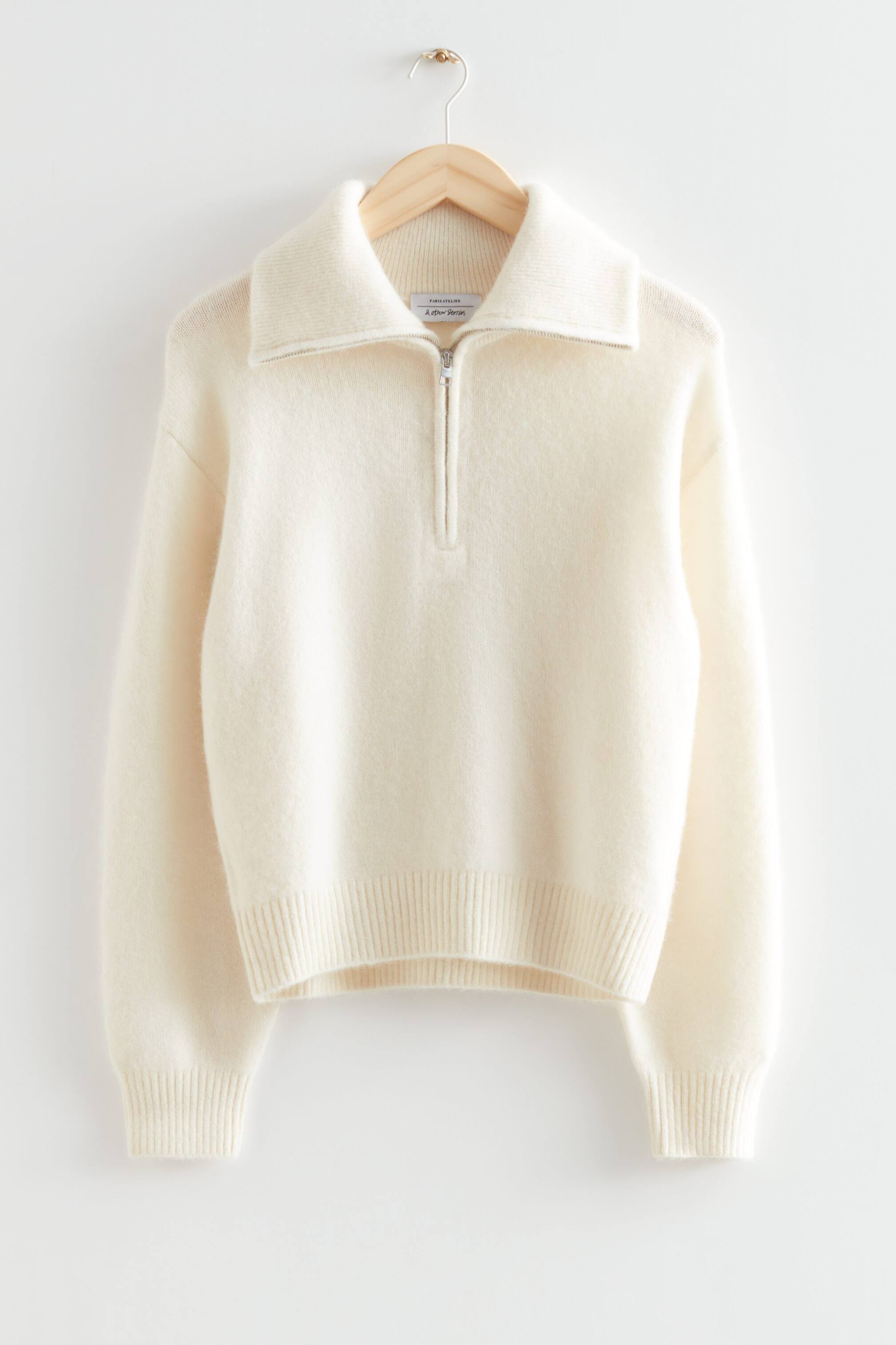 Vis større bilde: Half-Zip Knit Jumper - Hvit - Ladies | H&M NO 1