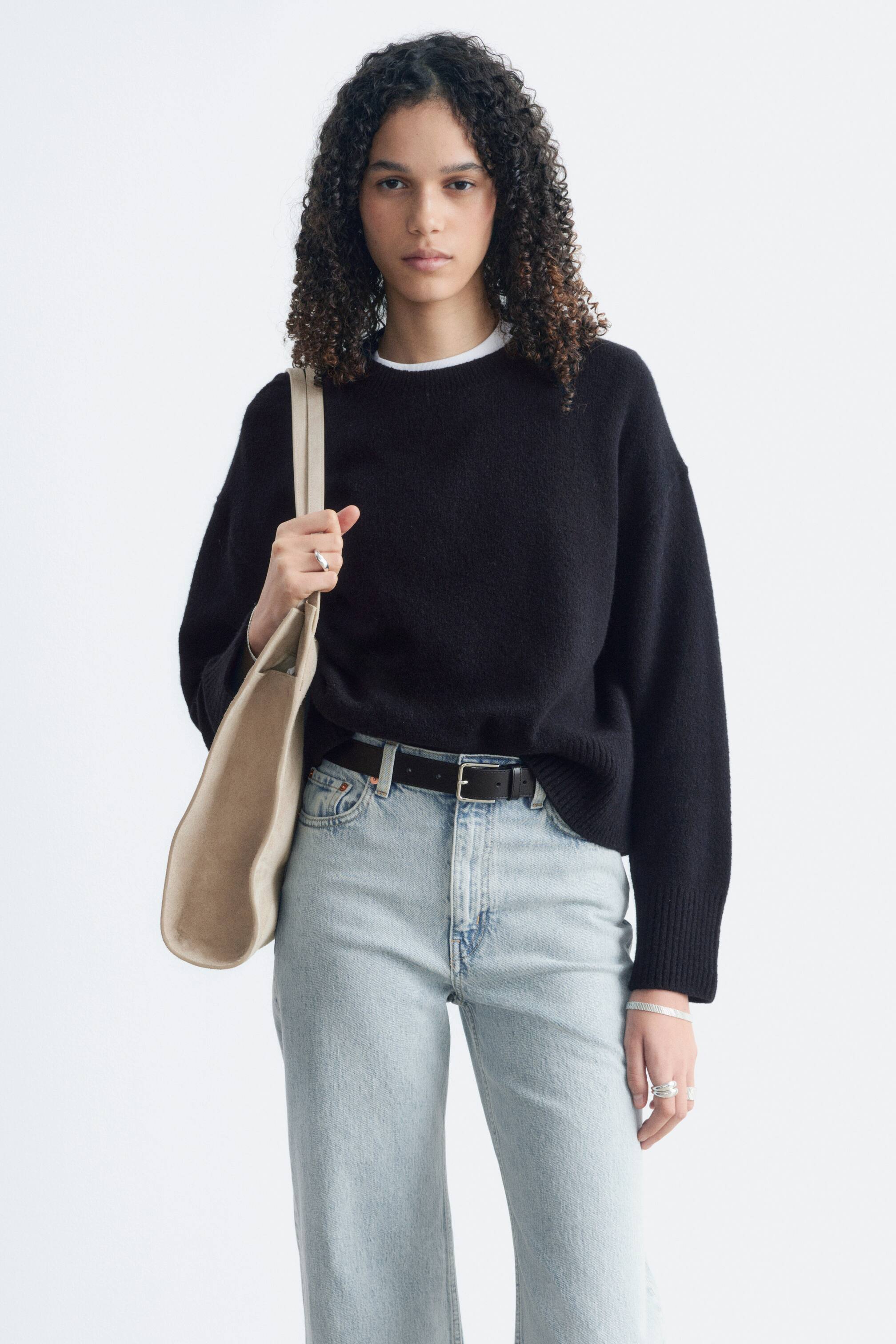 Visa större bild: Stickad tröja med avslappnad passform - Svart - DAM | H&M SE 1