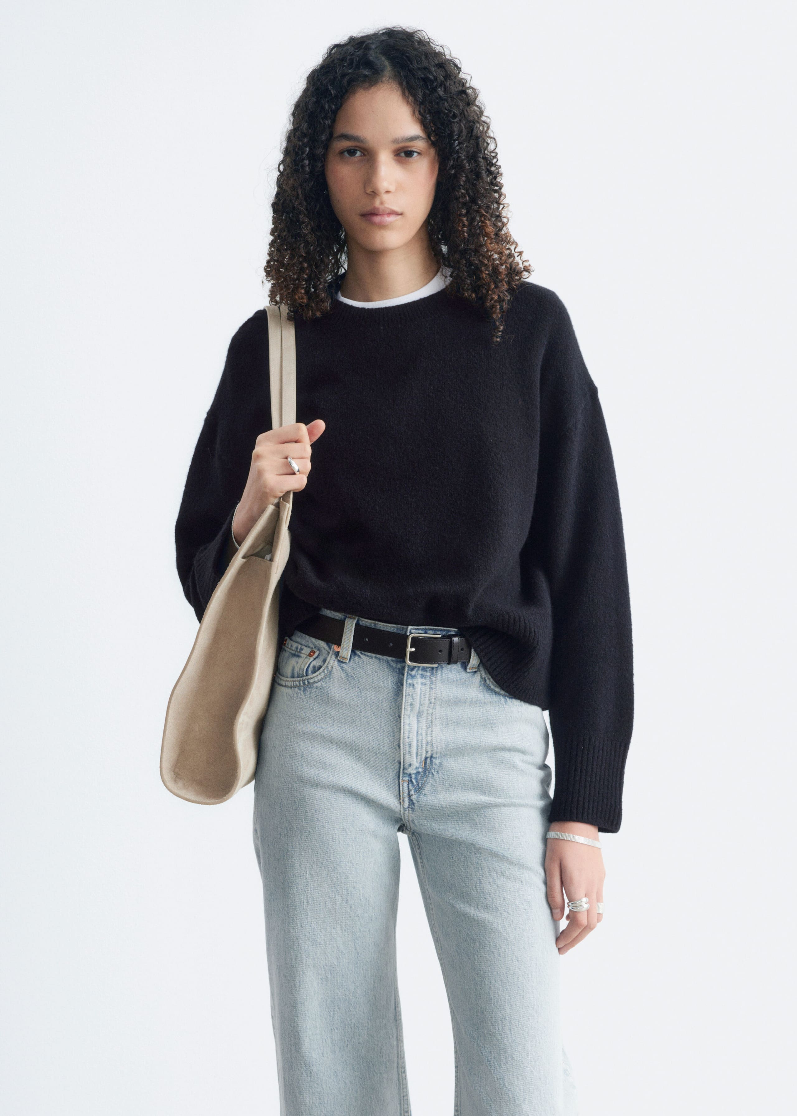 Pull décontracté en maille - Noir - Lookbook