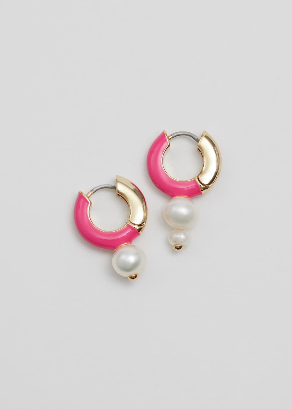 Pearl Pendant Hoop Earrings - Gold/Pink - Still Life