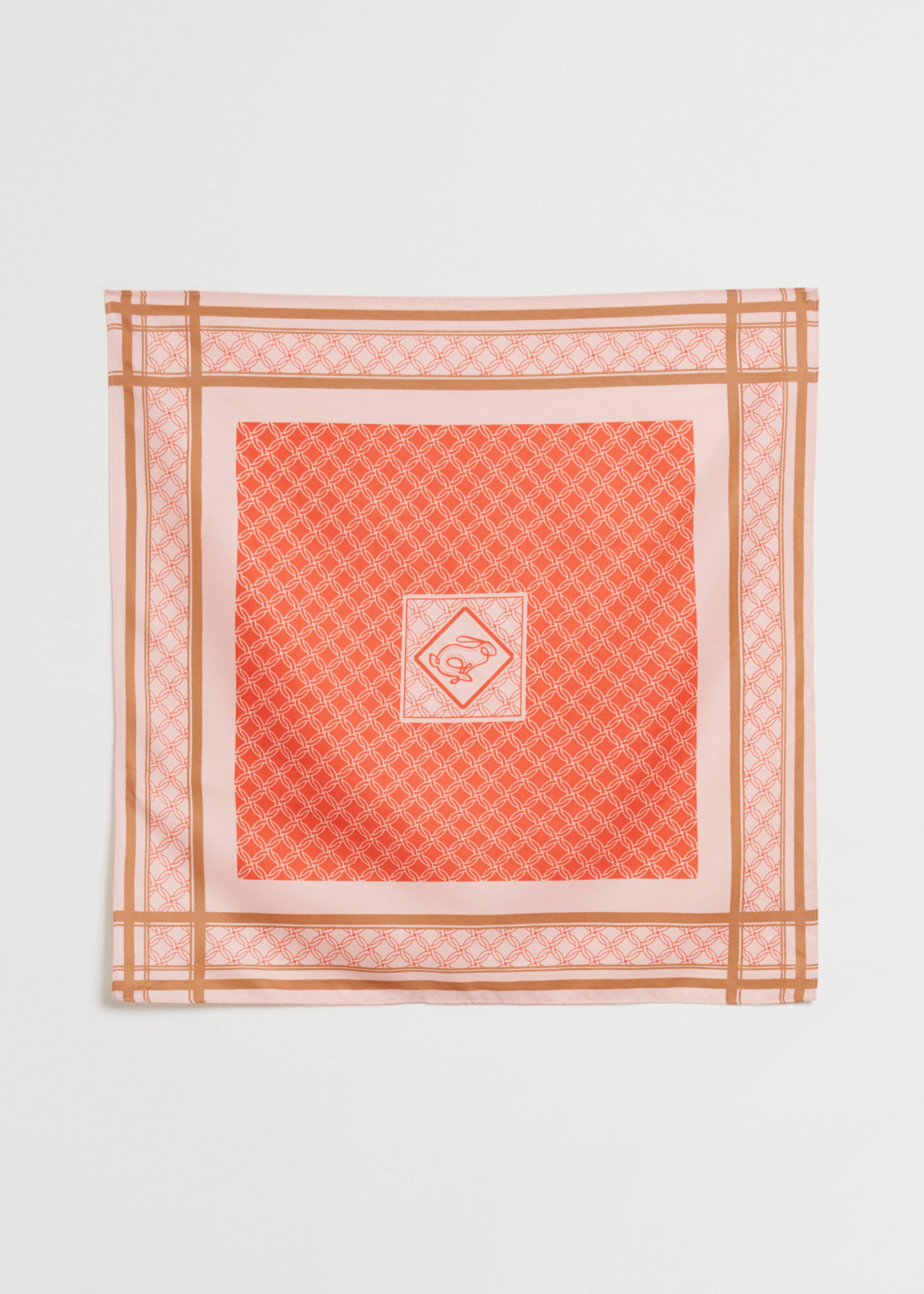 Chain Motif Square Scarf - Orange/Soft pink - Bodegón