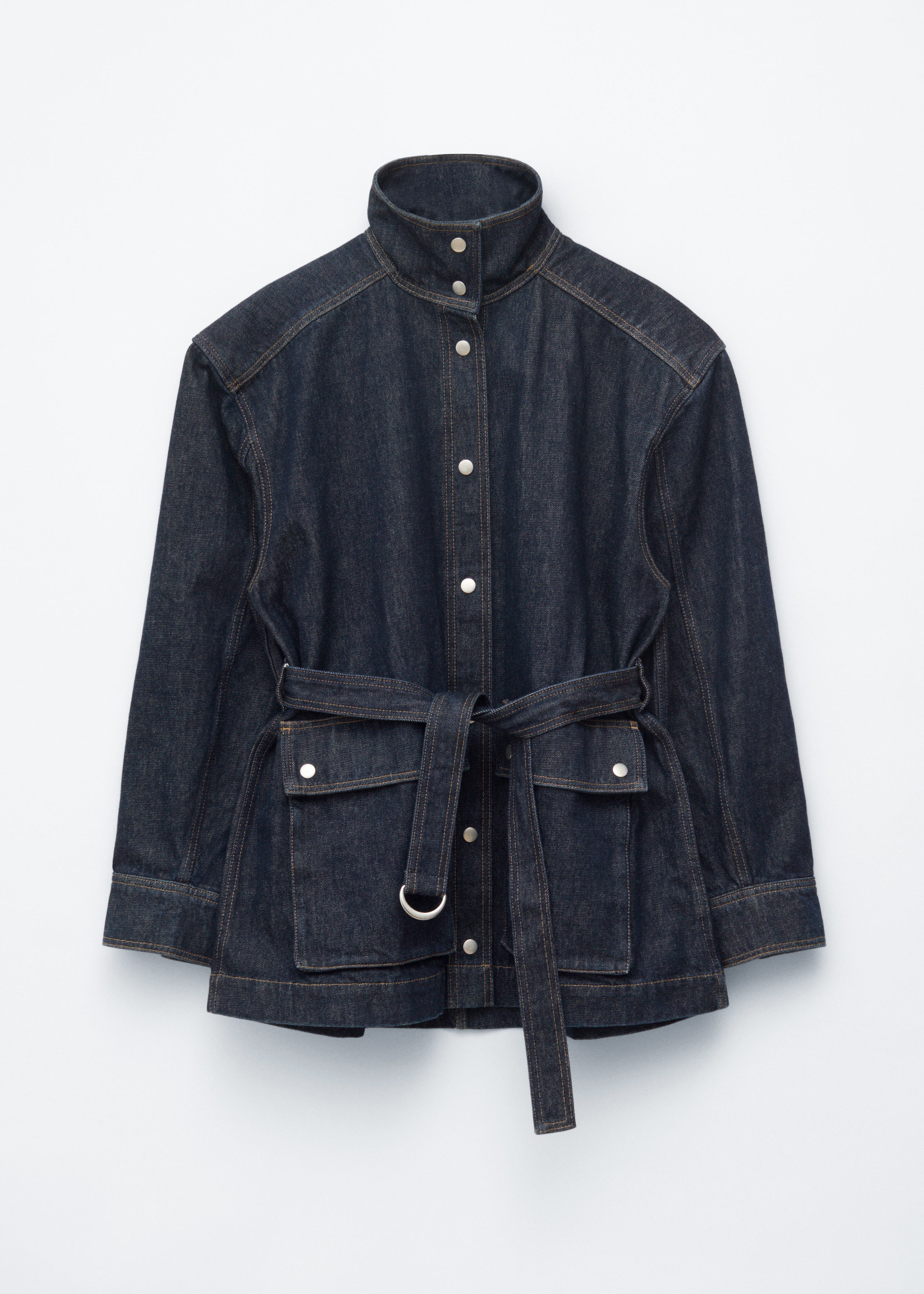 Tie-Belt Denim Jacket
