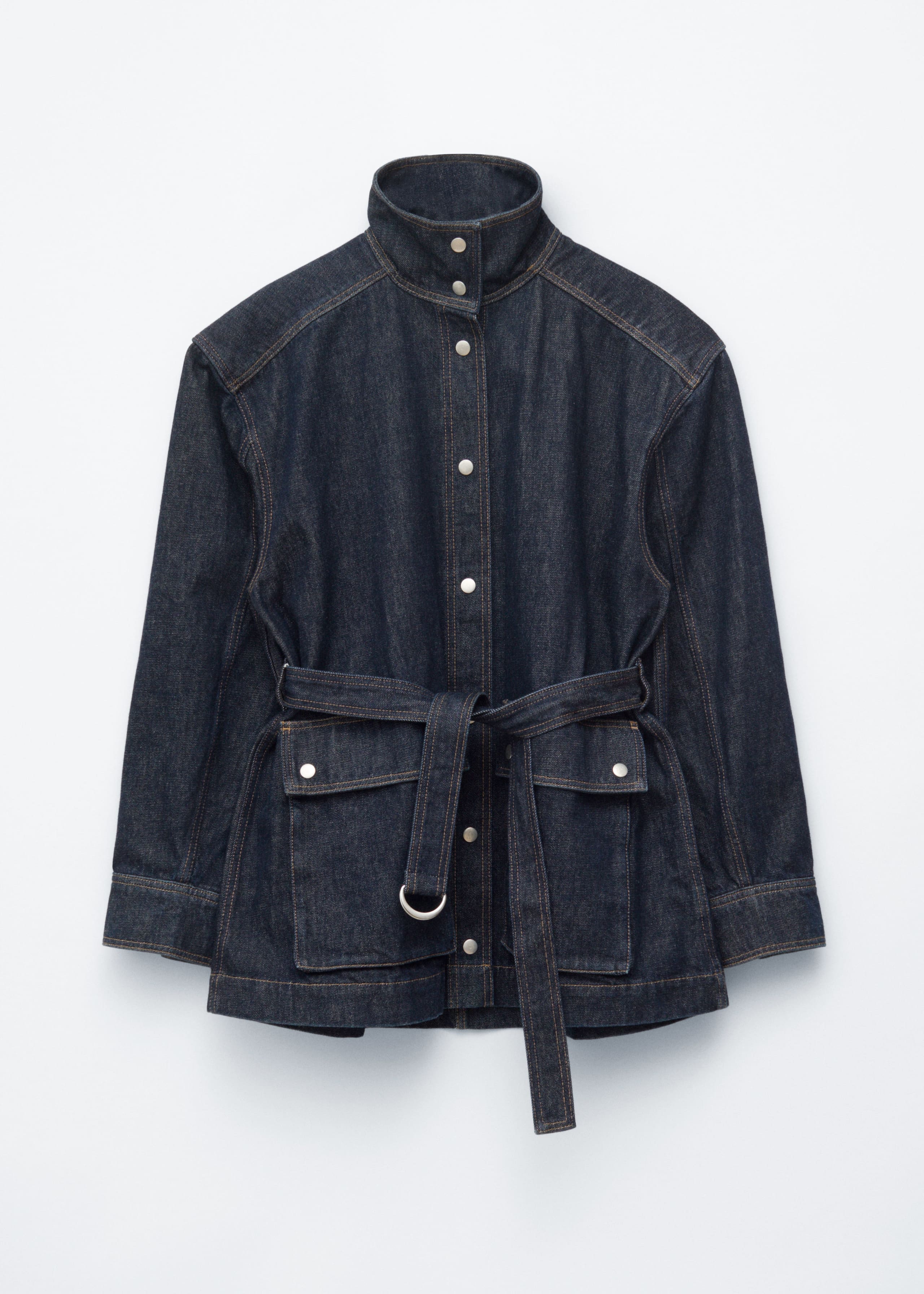 Image of Tie-Belt Denim Jacket
