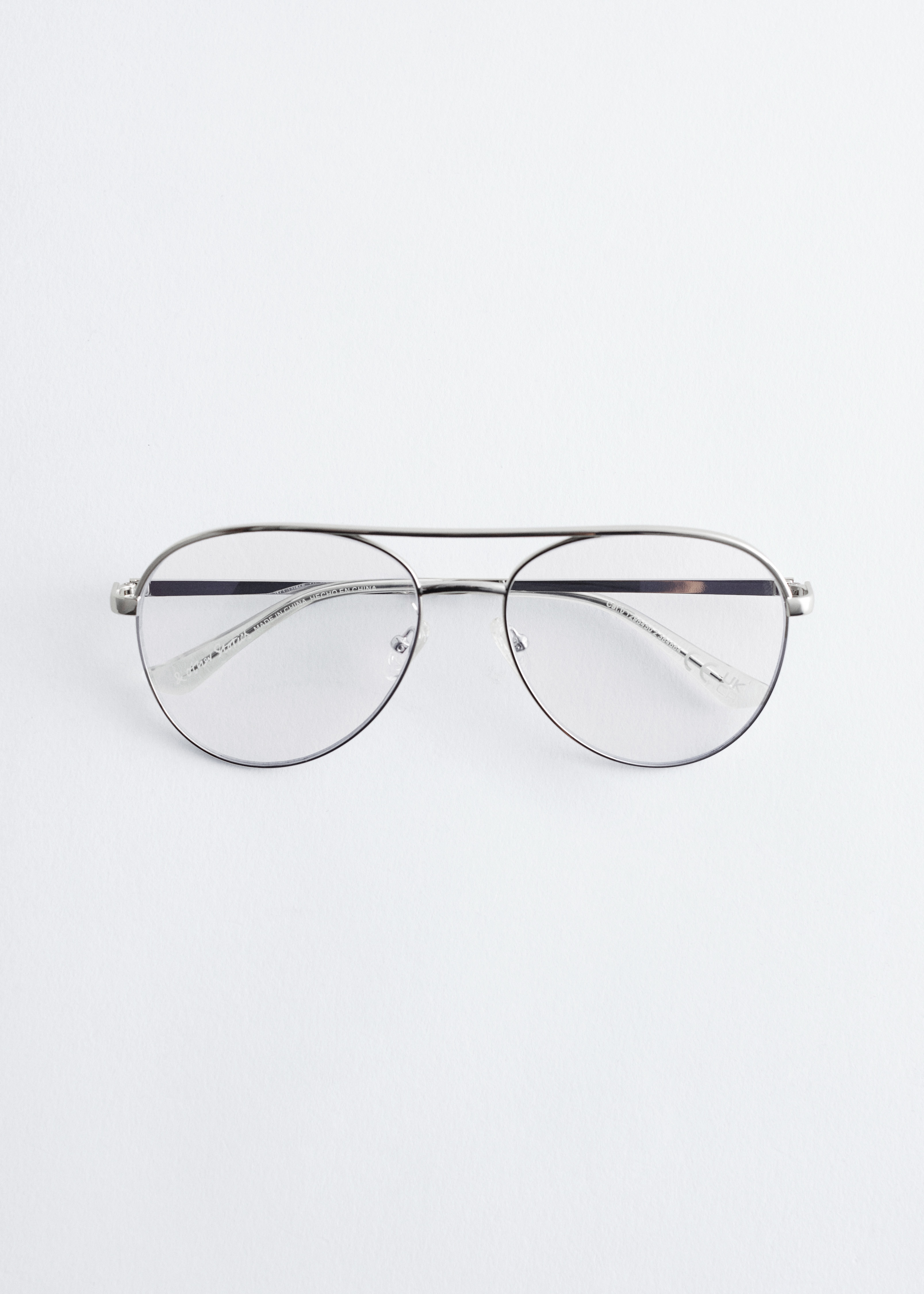 Sonnenbrille mit schmalem Pilotenrahmen - Silber/Klarglas