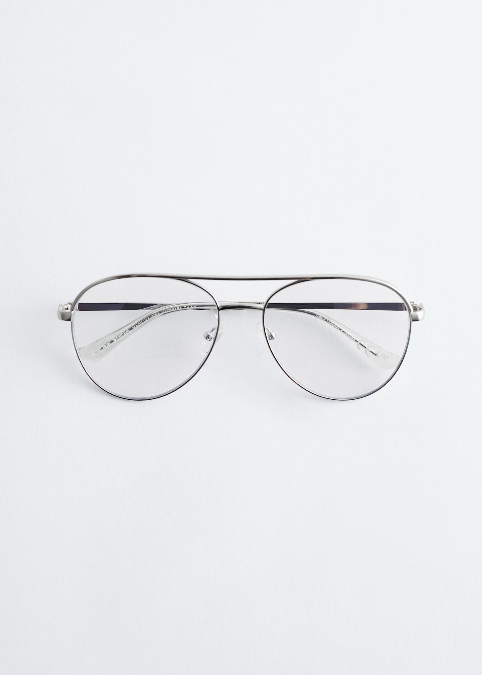 Lunettes de soleil fines de style aviateur - Argenté/Verre transparent/Doré/Transparent - 2
