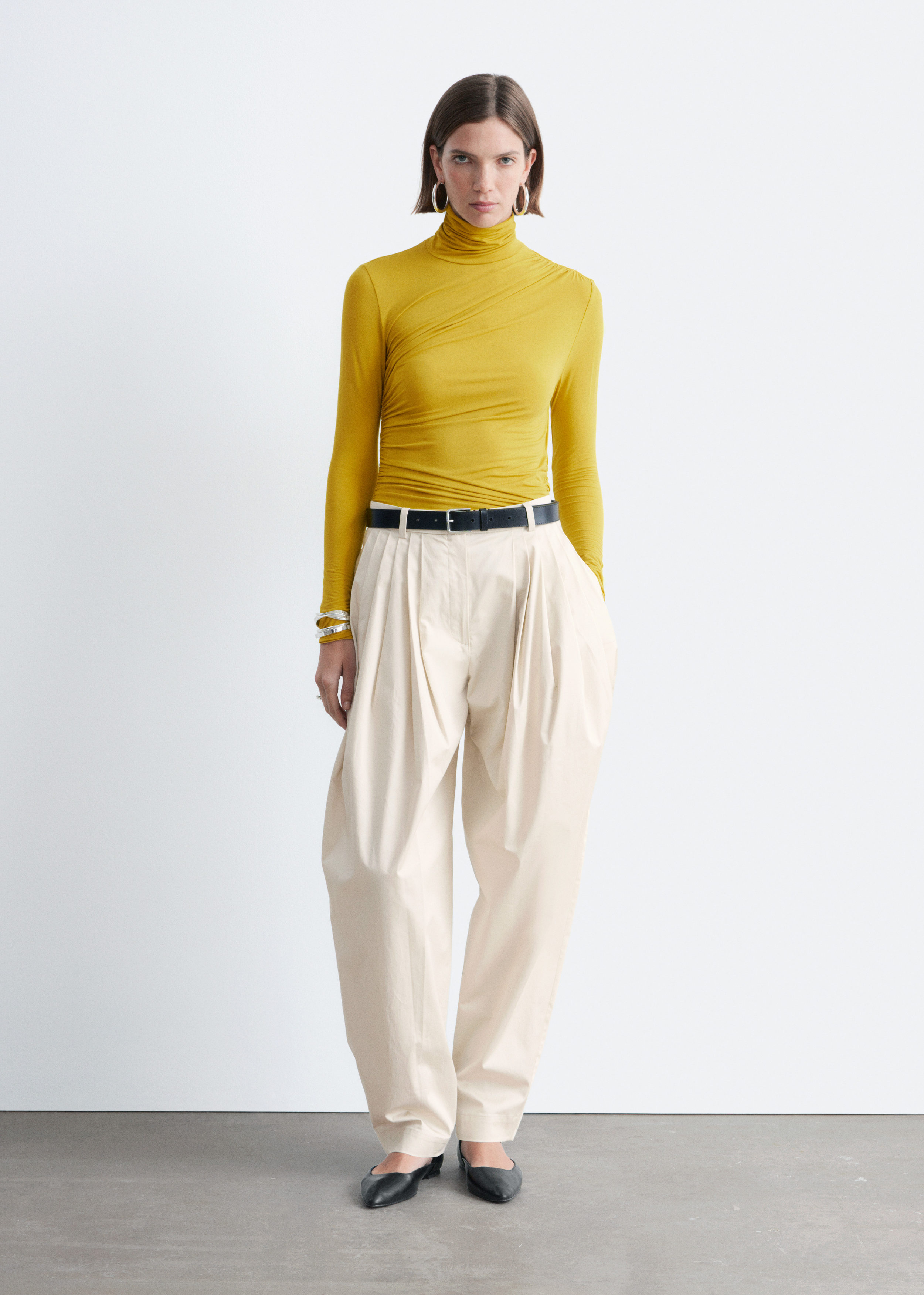 Draped Turtleneck Top - Yellow - Long sleeve tops | & Other Stories US