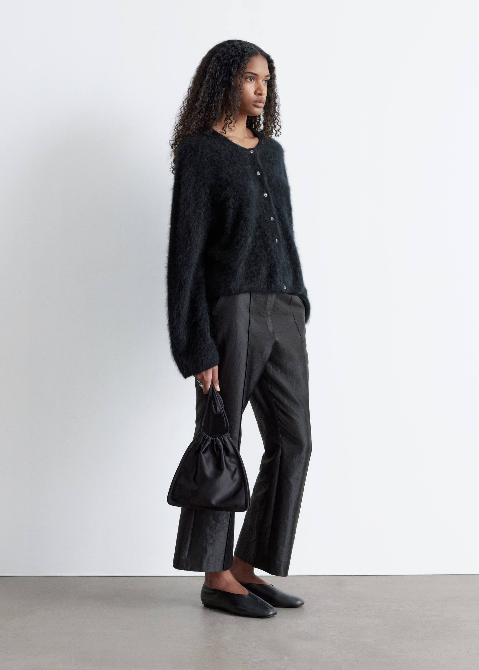 Cárdigan de punto de cachemira - Negro/Azul claro/Marrón cobre - 3