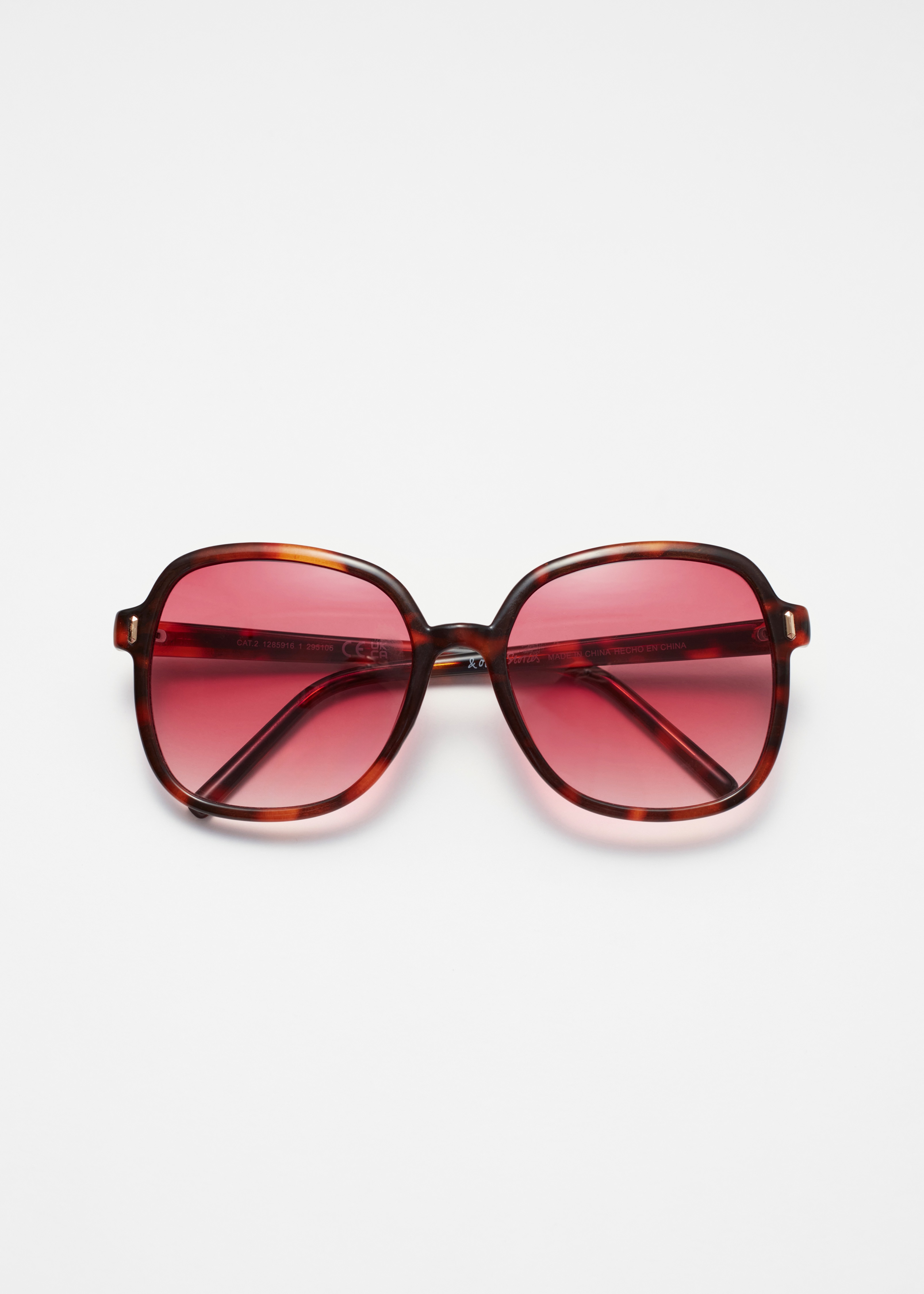 Oversized Slim-Frame Sunglasses - Tortoise/Pink