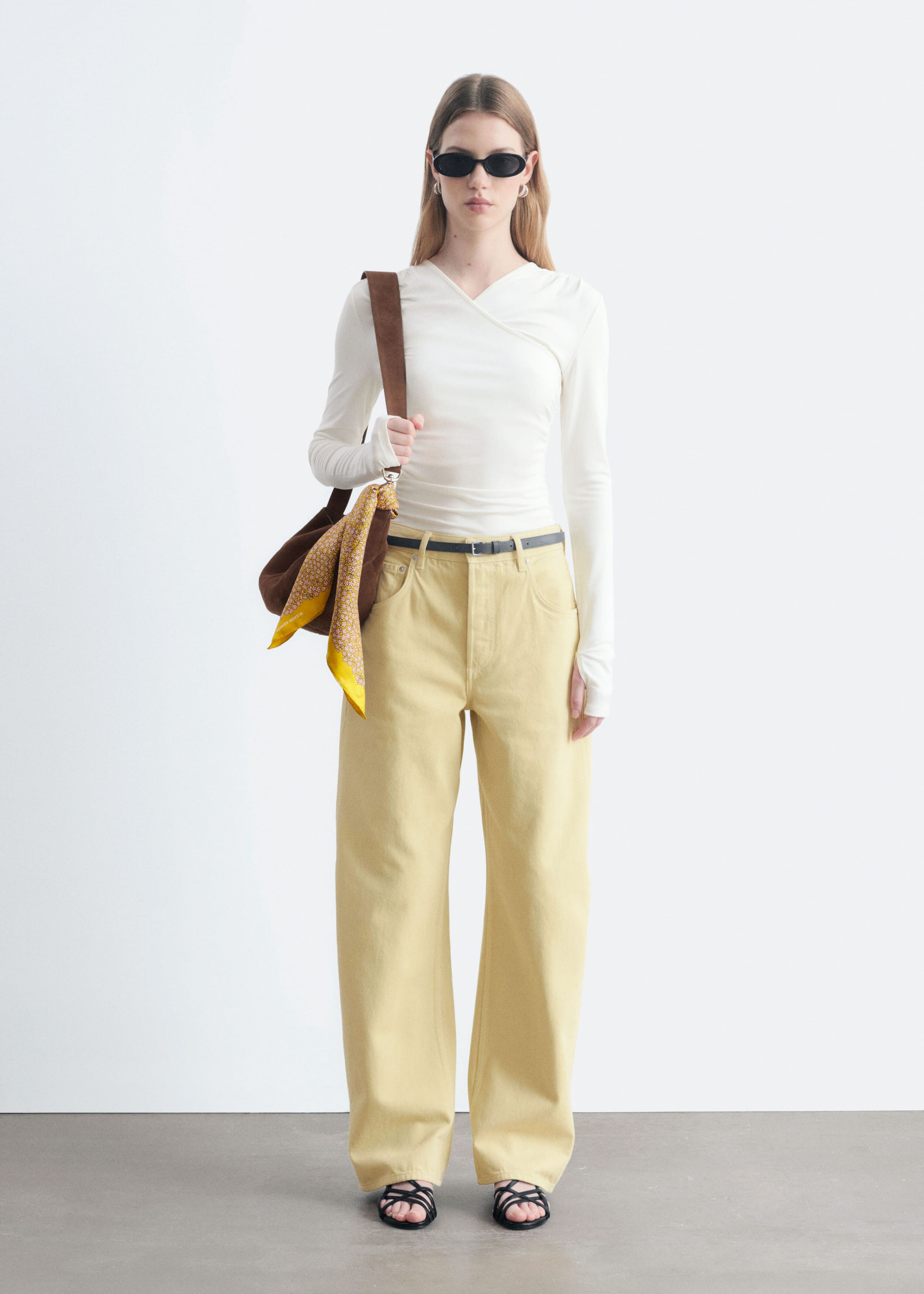 Modal Jersey Wrap Top - White - Lookbook