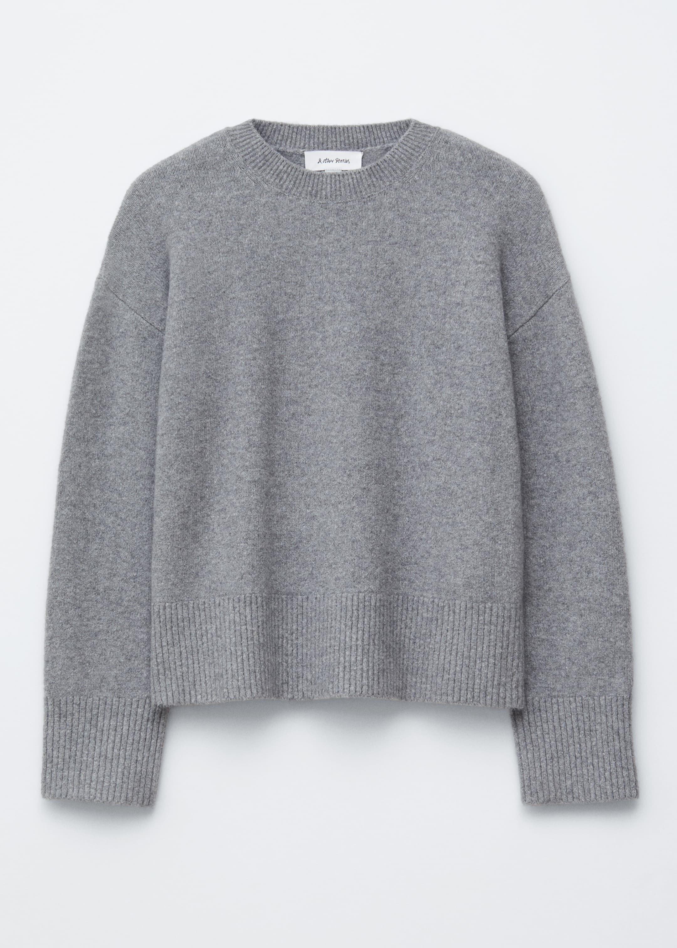 Visa större bild: Stickad tröja med avslappnad passform - Grå/Melange - DAM | H&M FI 6