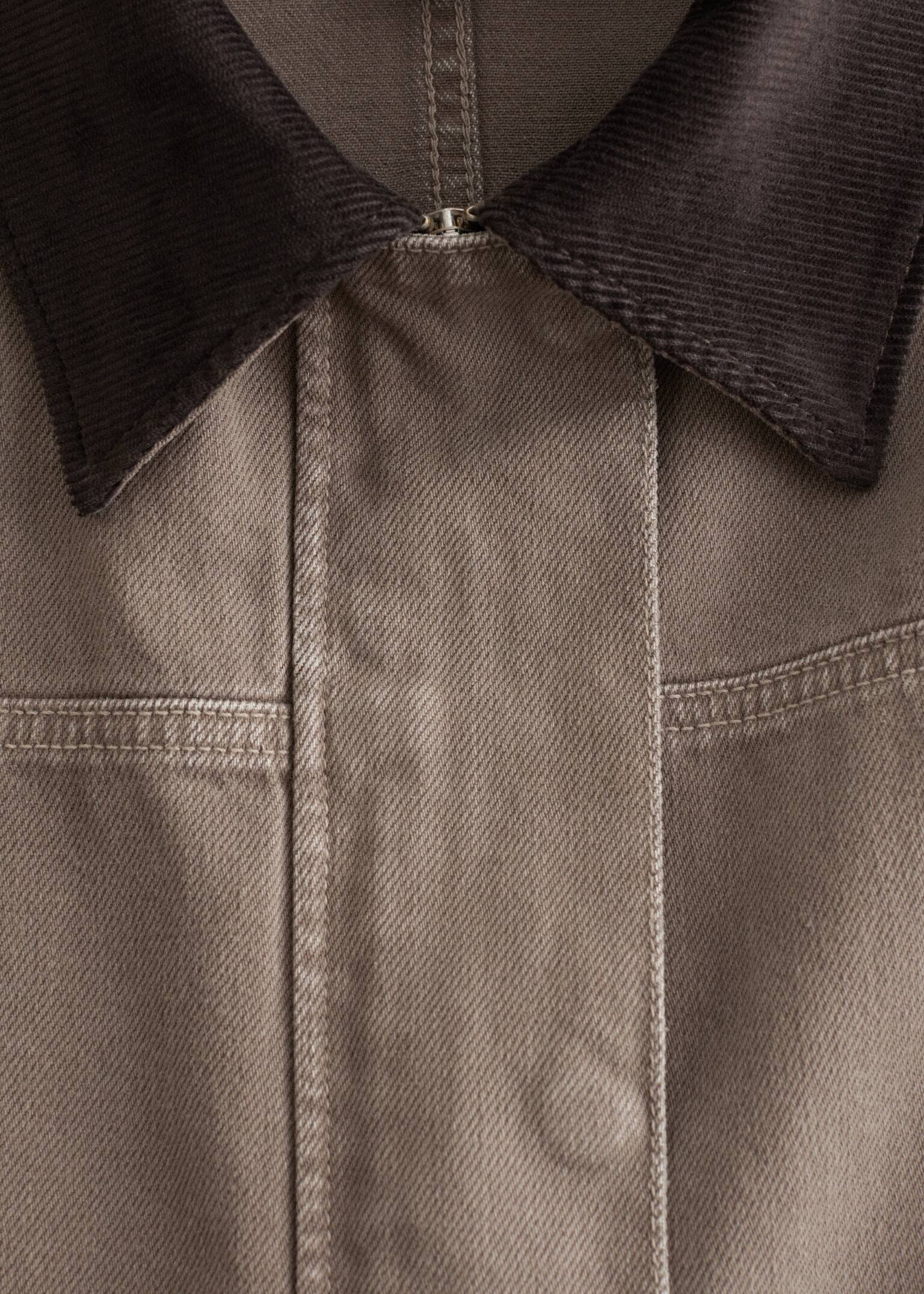 Cord-Collar Denim Jacket - Mole - 10