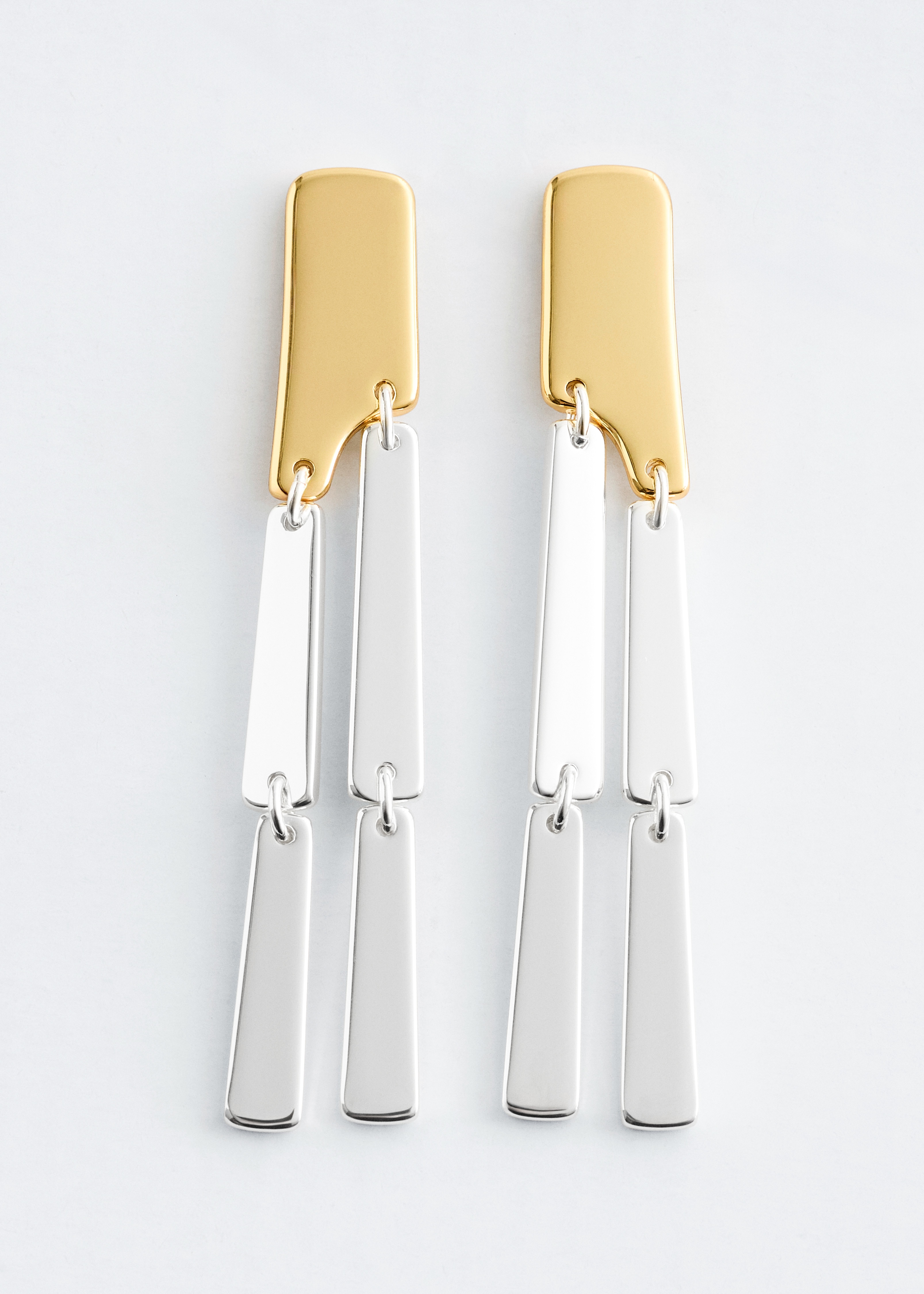 Two-Toned Pendant Earrings - Silver/Gold