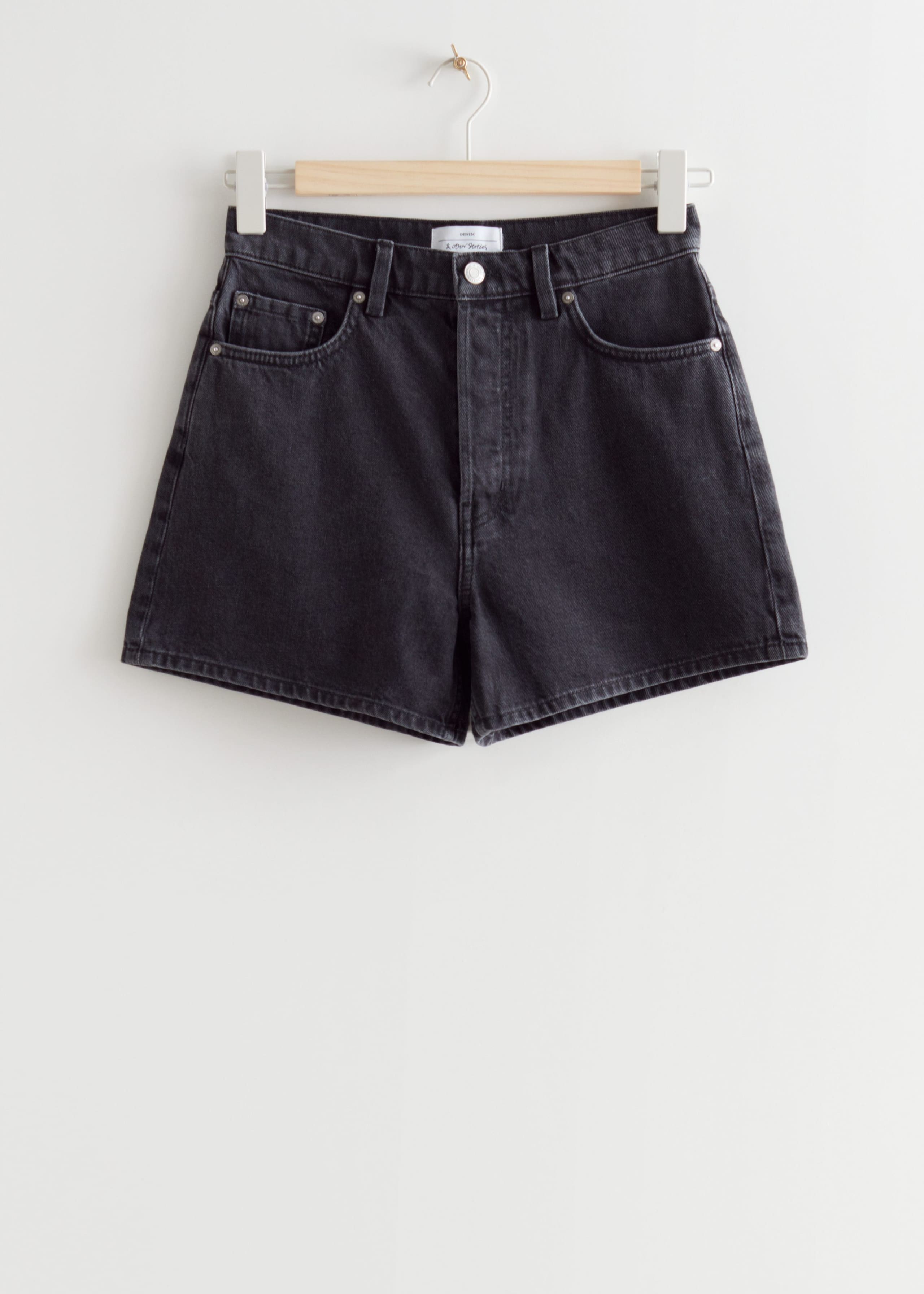 High-Waist Denim Shorts - Light Beige - Still Life